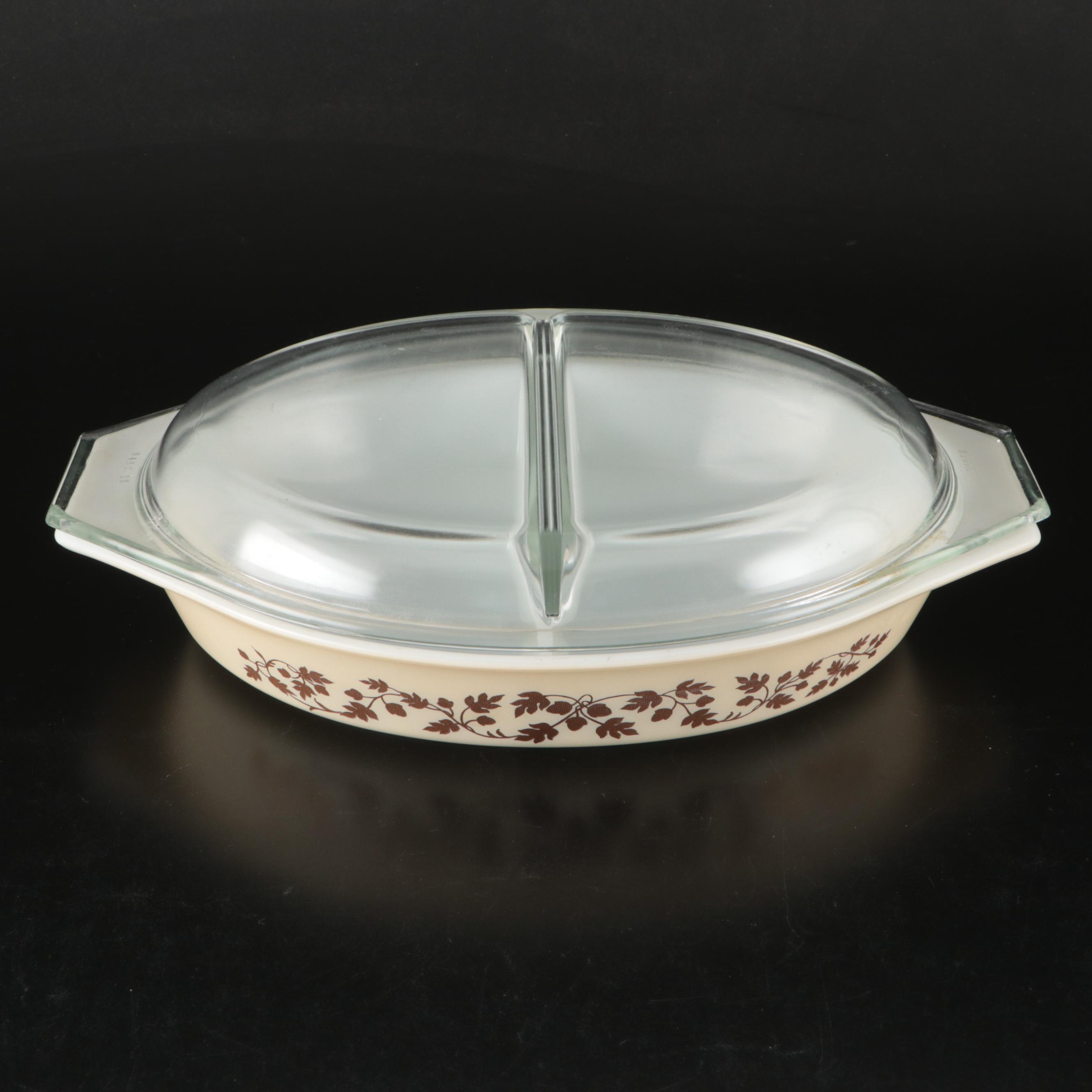 Pyrex "Forest Fancies" and "Golden Acorn" Glass Casserole Dishes
