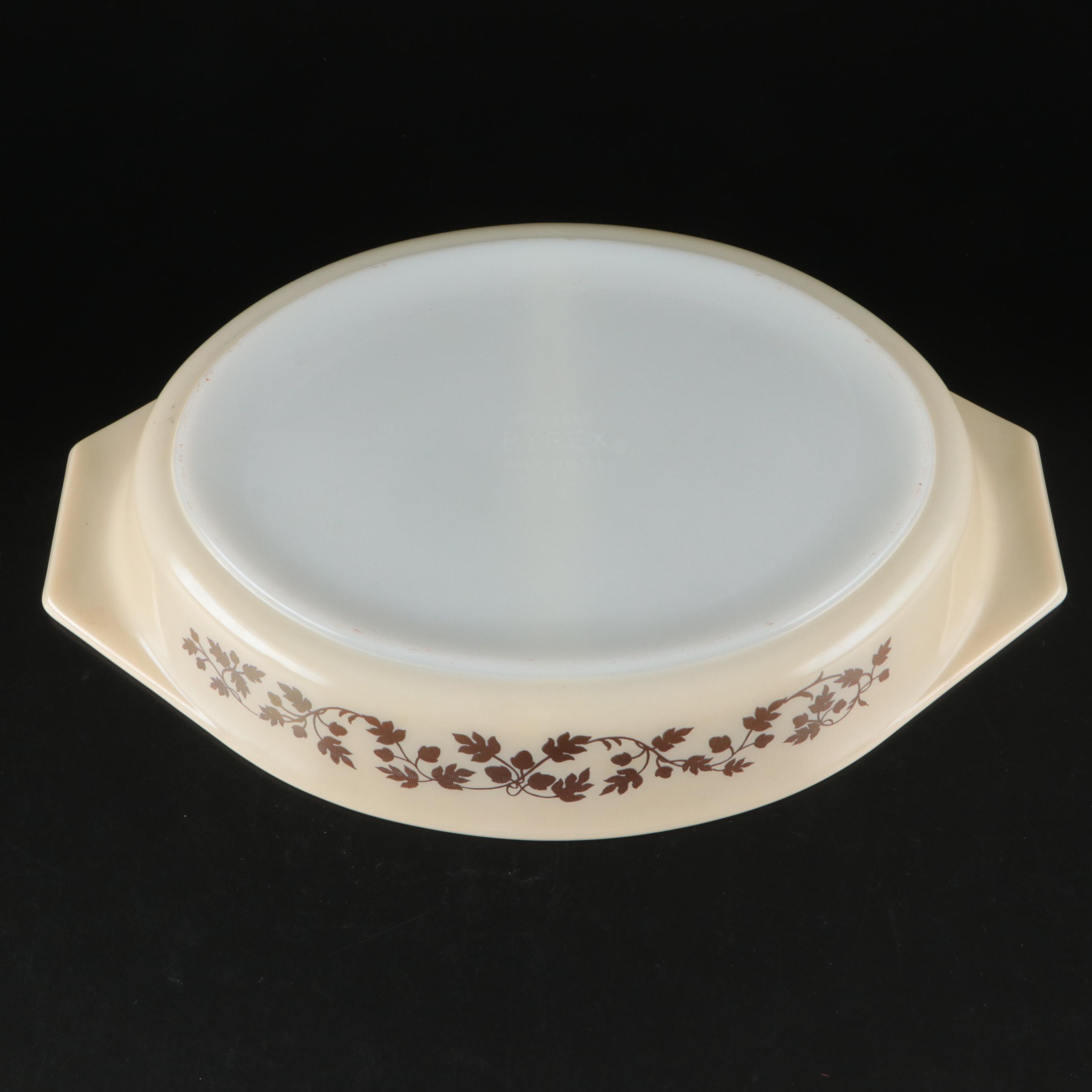 Pyrex "Forest Fancies" and "Golden Acorn" Glass Casserole Dishes