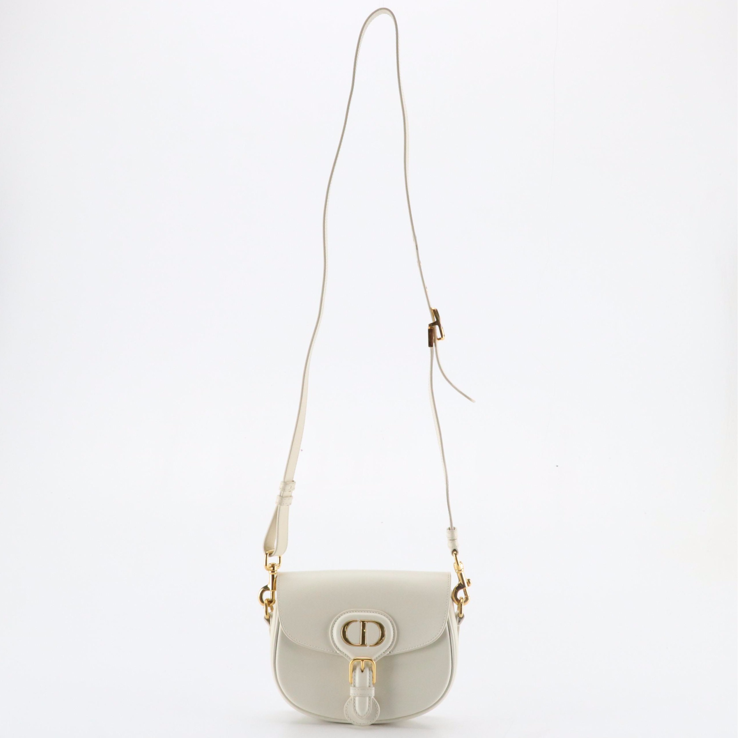 Christian Dior Small Bobby Crossbody Bag in White Box Calf Leather