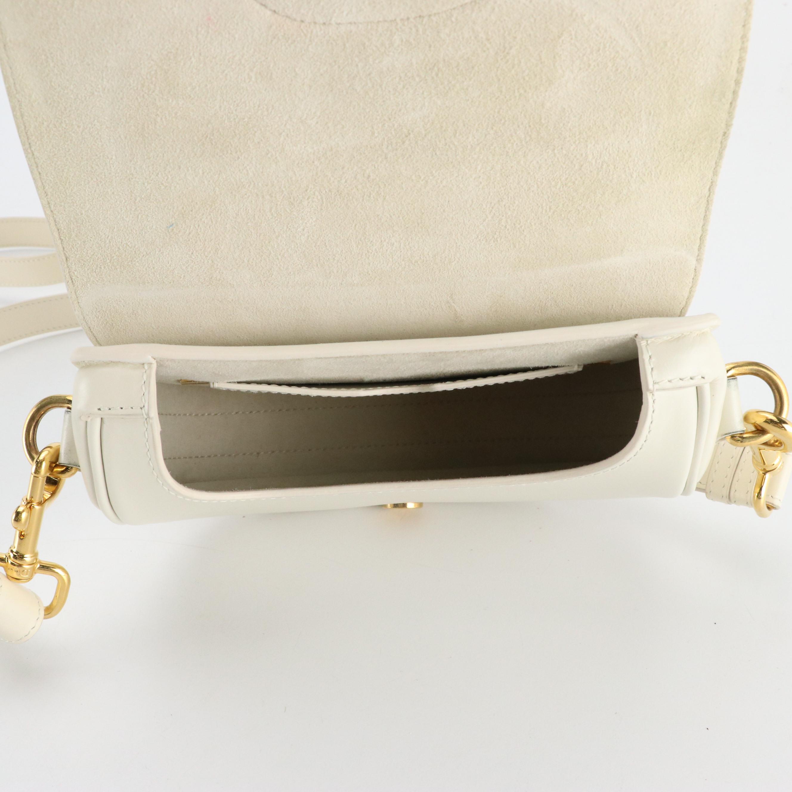 Christian Dior Small Bobby Crossbody Bag in White Box Calf Leather