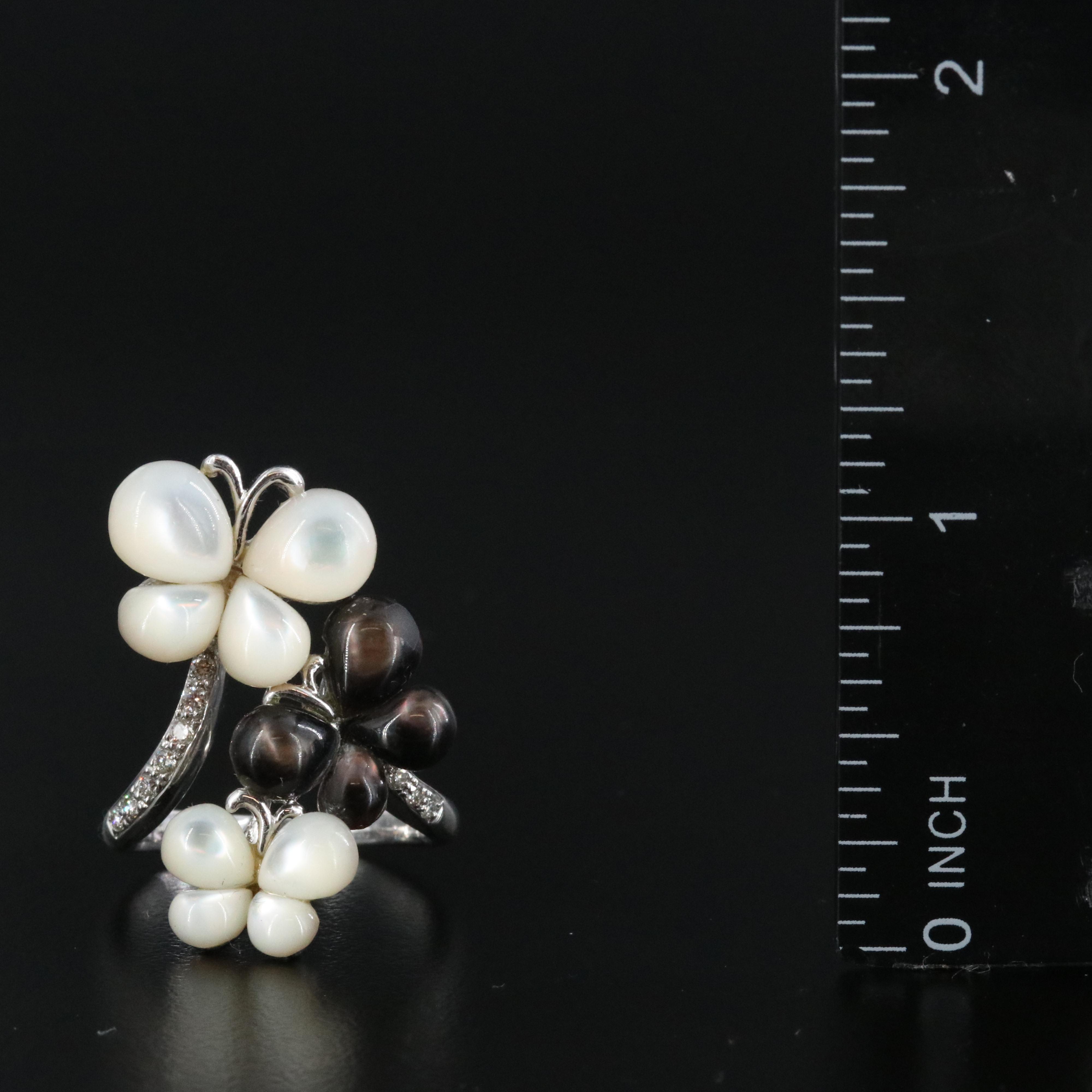 18K Mother-of-Pearl and Diamond Butterfly Ring