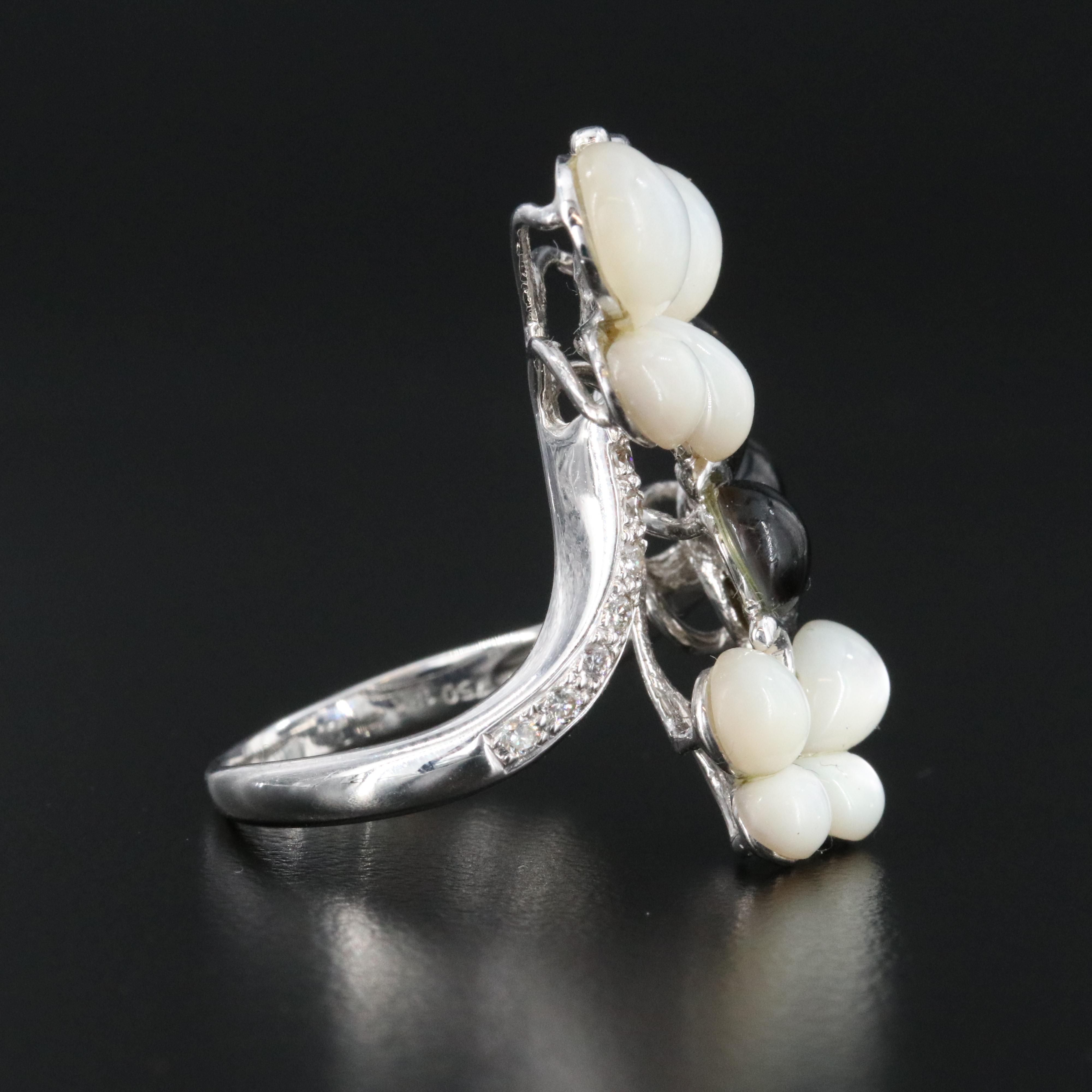 18K Mother-of-Pearl and Diamond Butterfly Ring