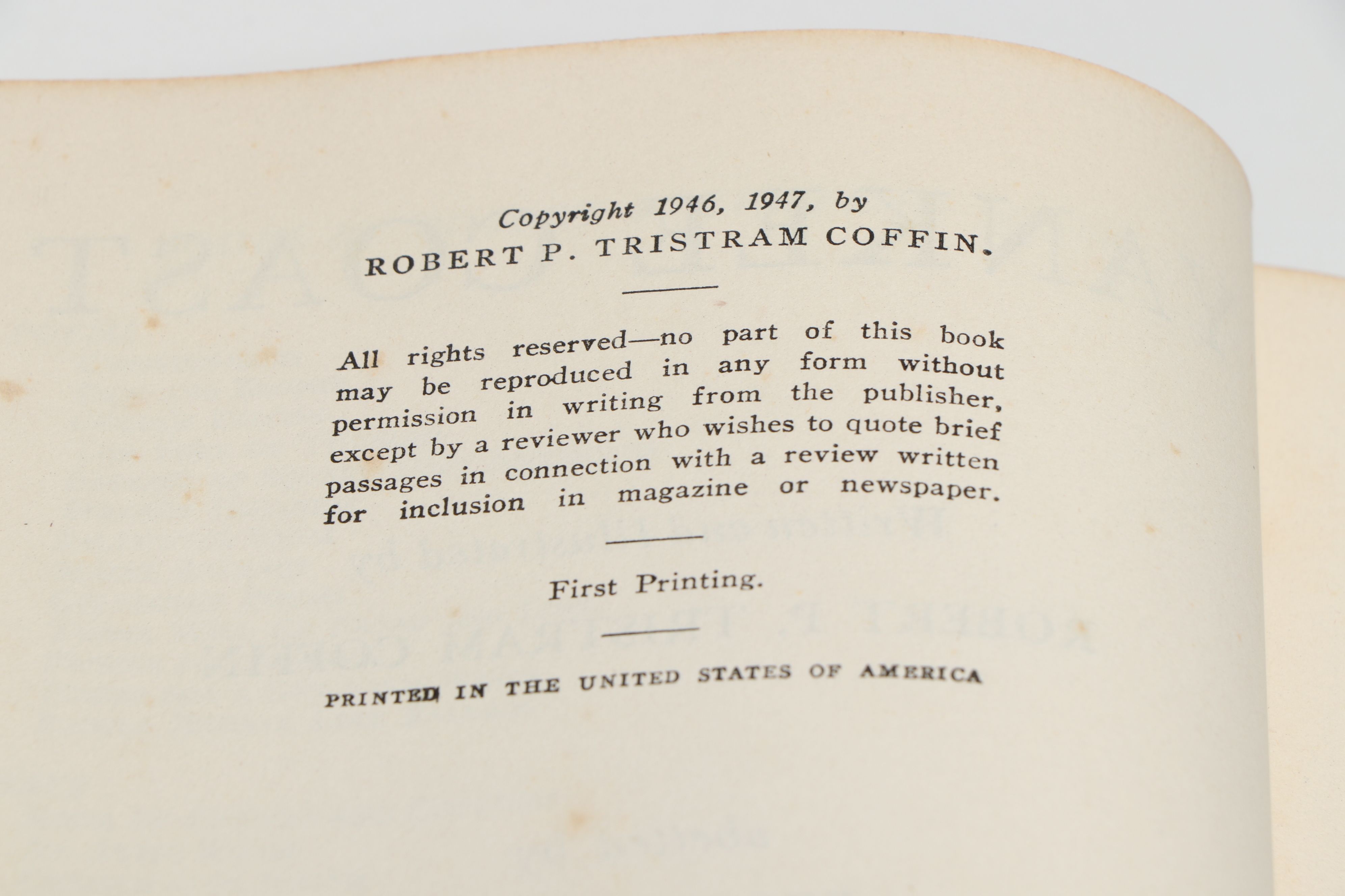Signed First Printing "Yankee Coast" by Robert P. Tristram Coffin, 1947