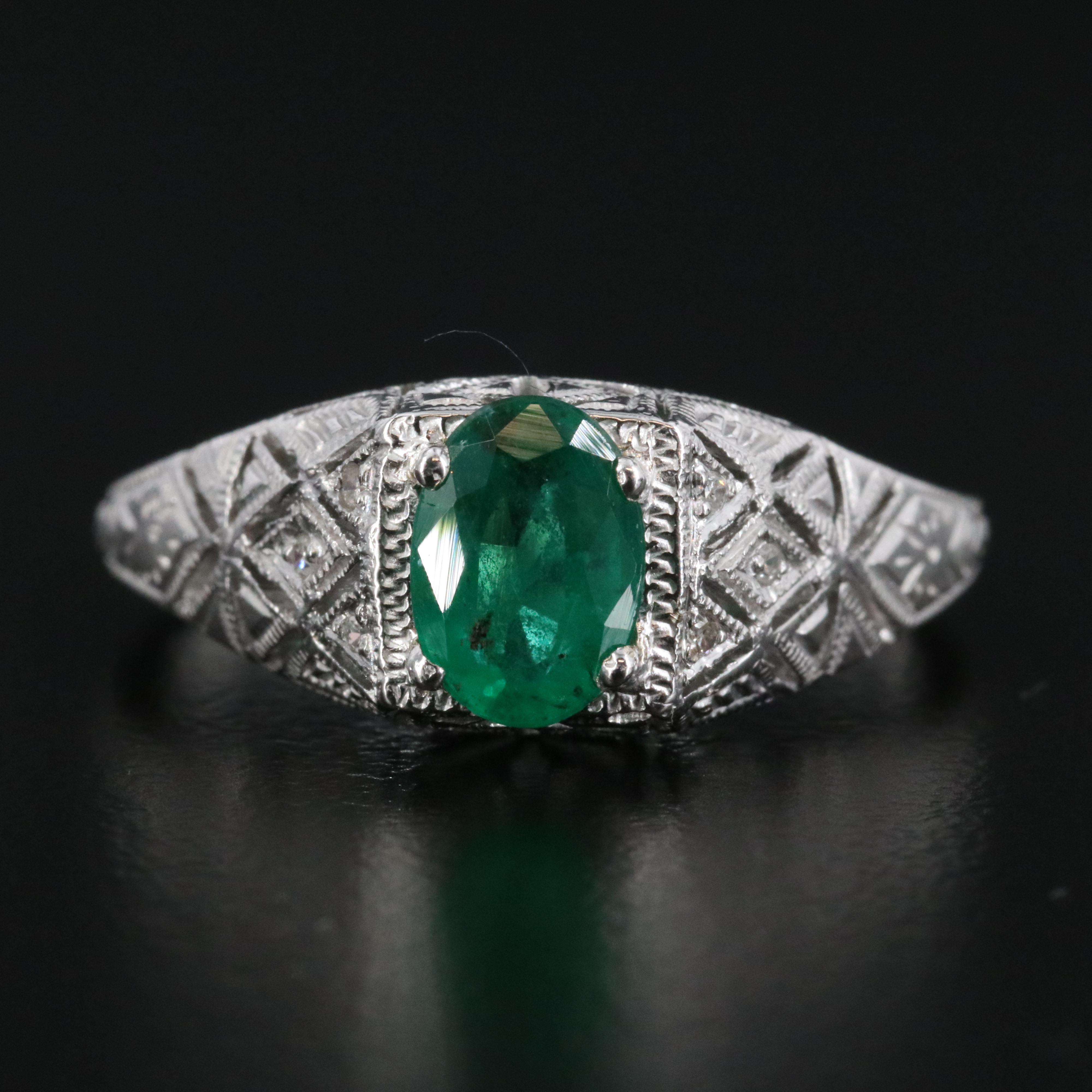 14K Emerald and Diamond Ring