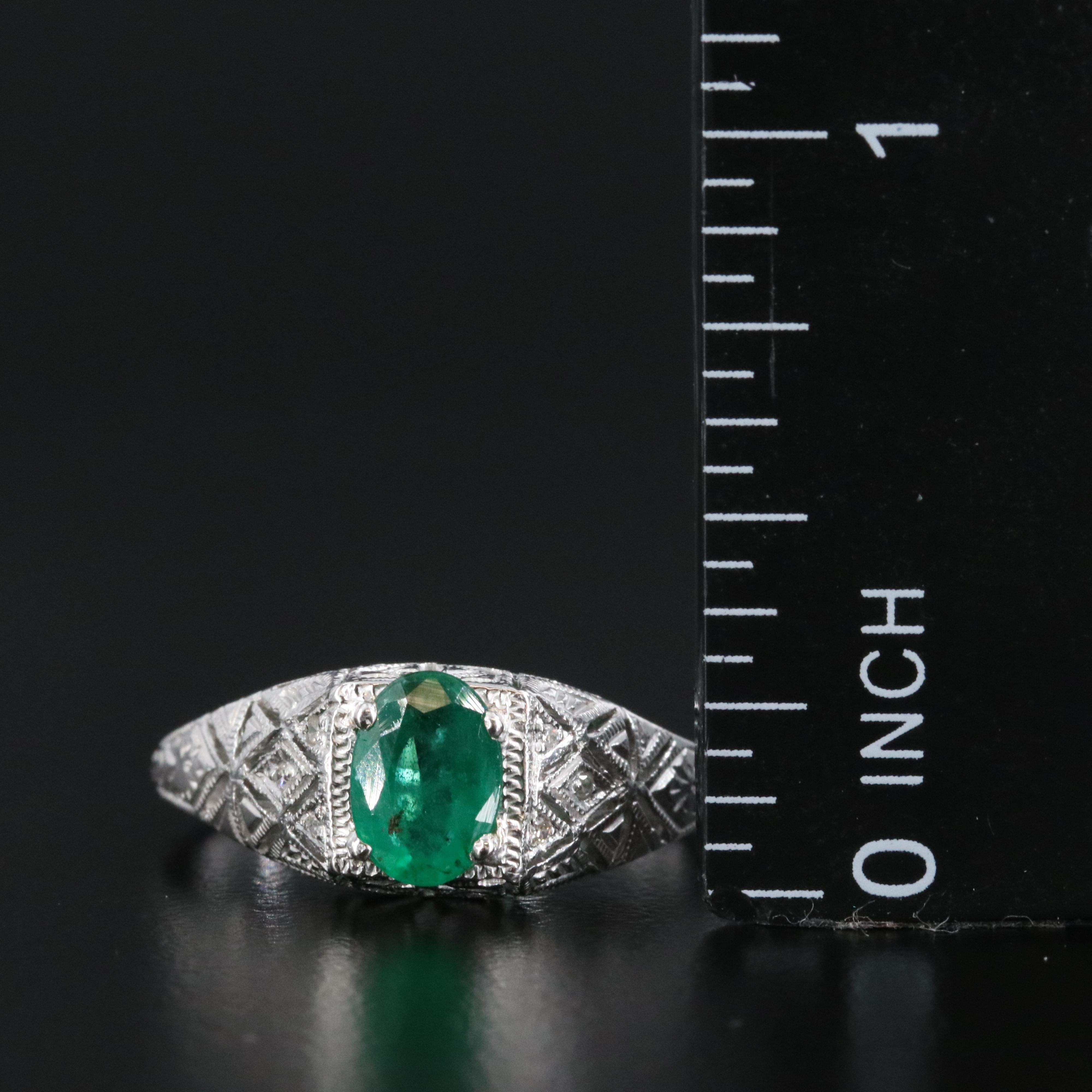 14K Emerald and Diamond Ring