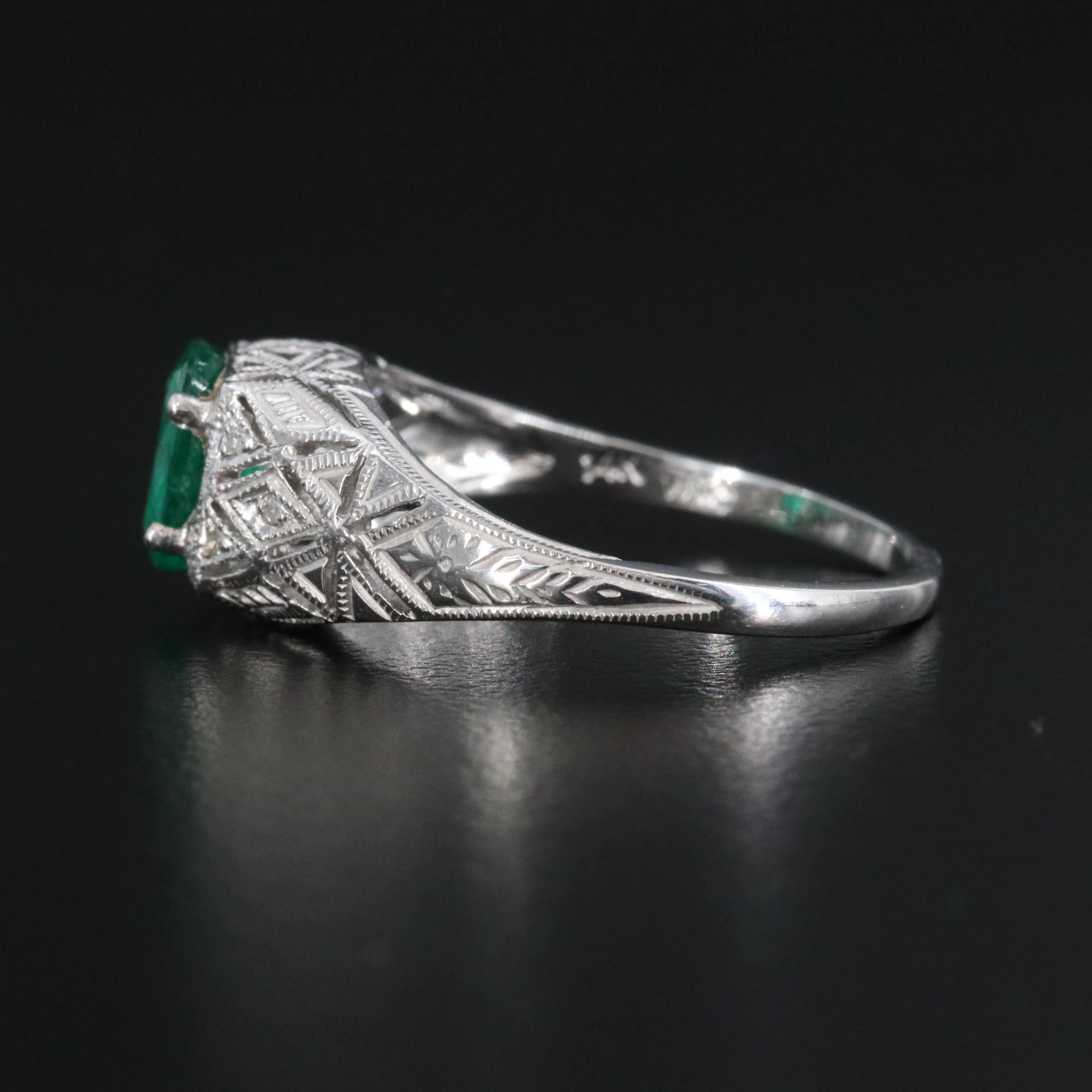 14K Emerald and Diamond Ring