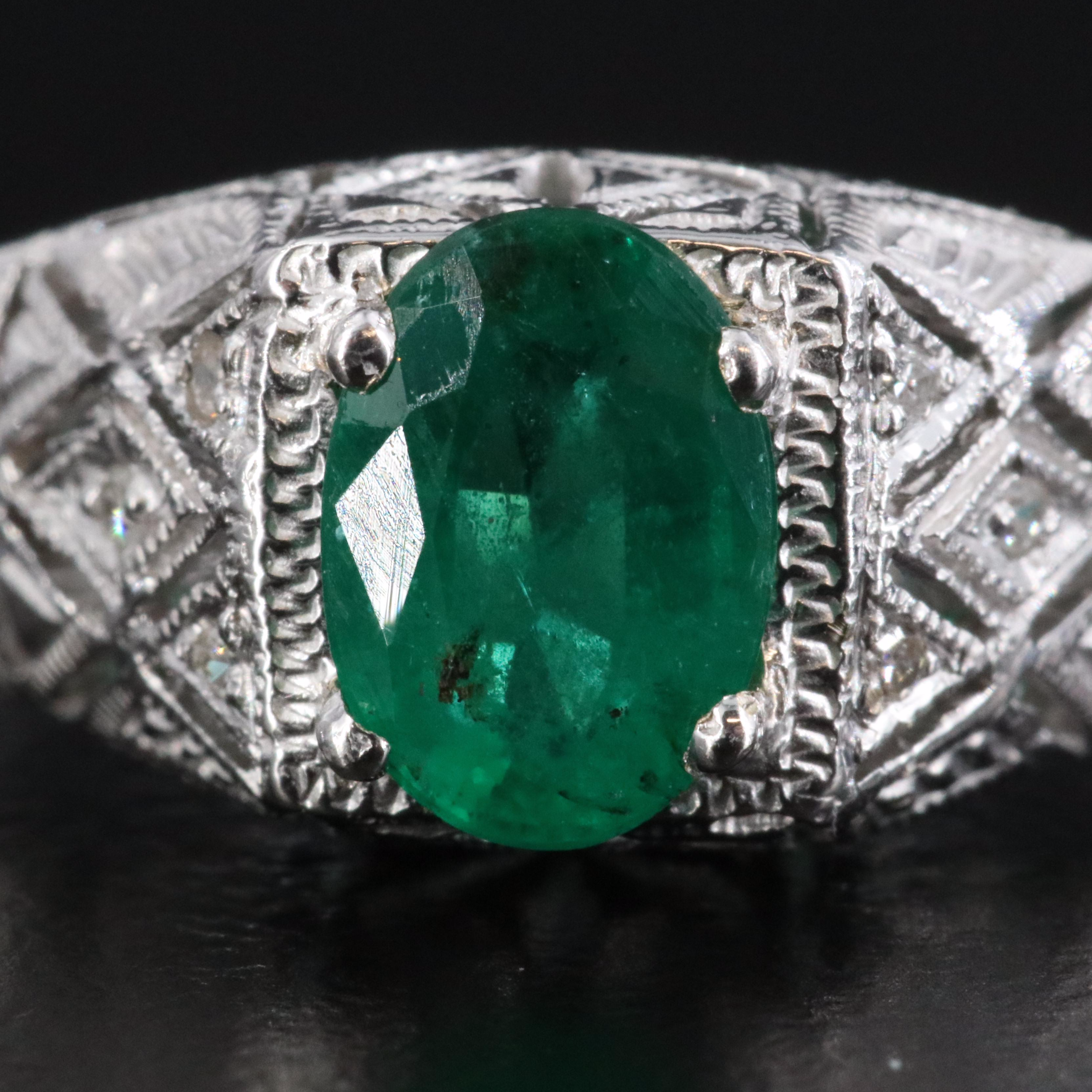 14K Emerald and Diamond Ring