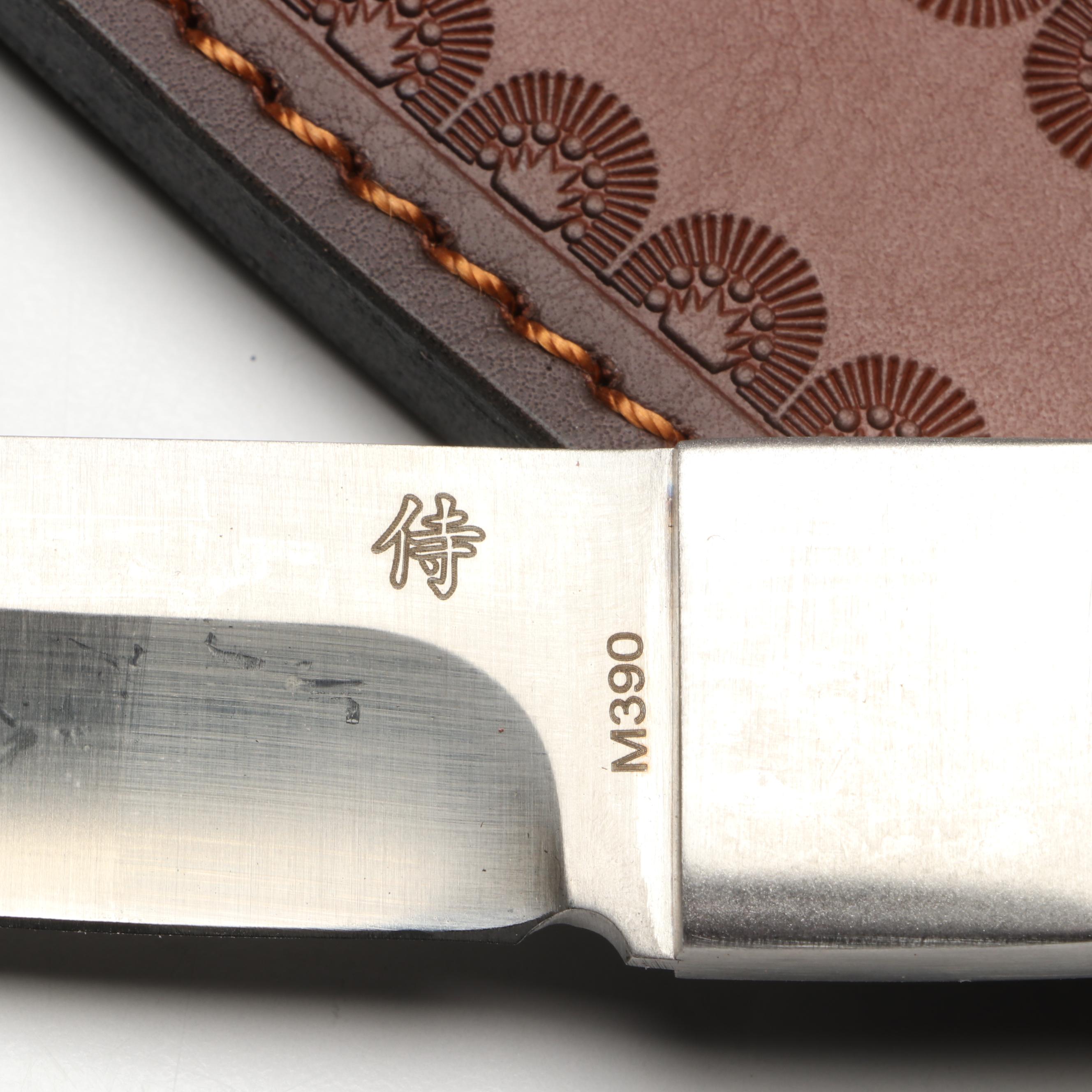 Damascus Steel and Wooden Handled Hunting Knives with Japanese Style Knives