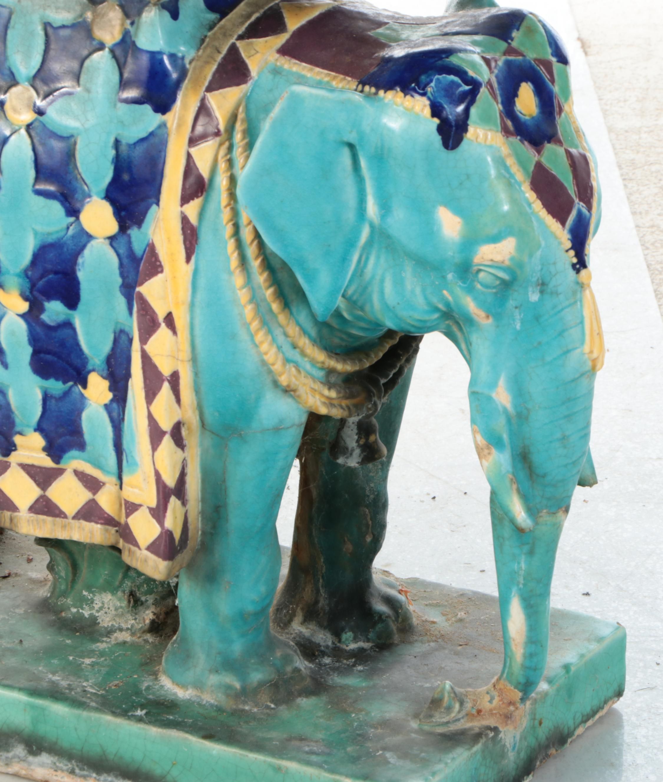 Rookwood Pottery Majolica Drip Glaze Ceramic Elephant Planter