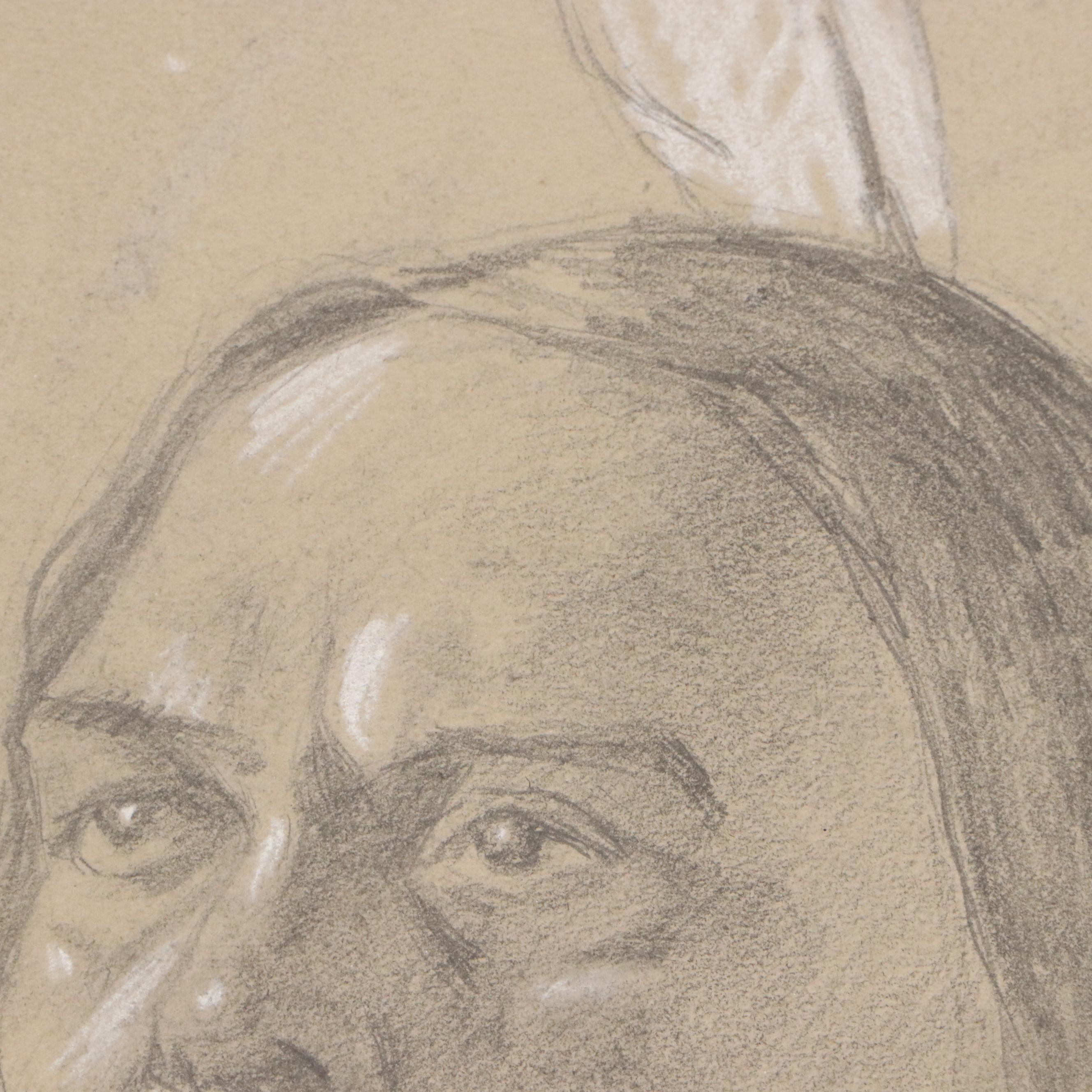 Joseph Henry Sharp Mixed Media Drawing "Portrait of Tallis Masmego"