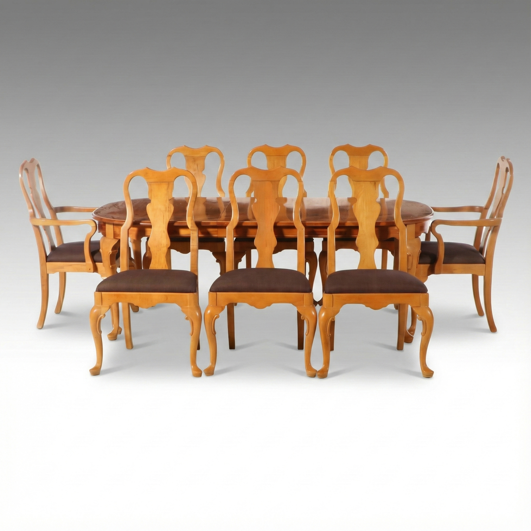 Nine-Piece Maple Finish Chippendale Style Dining Set