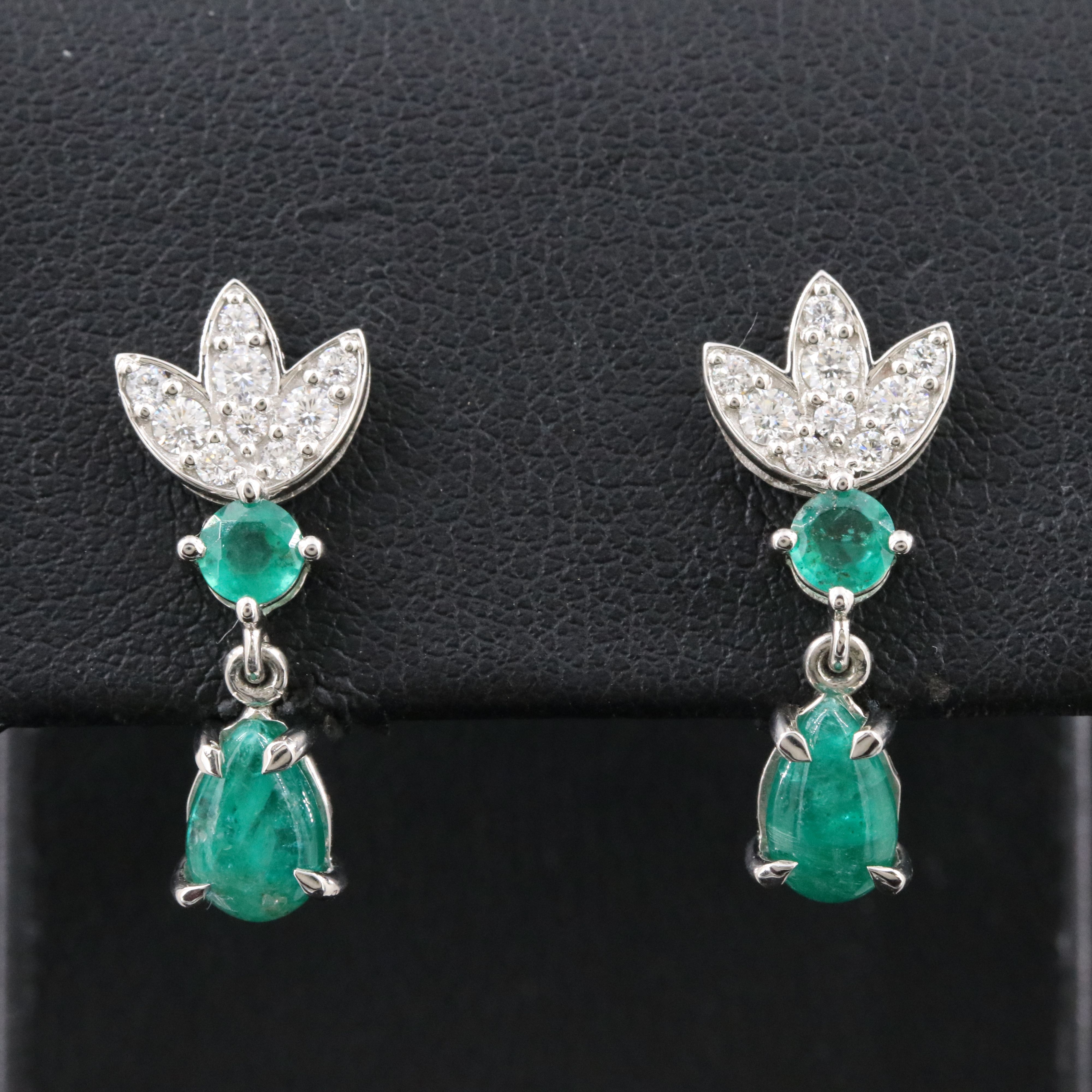 Platinum 2.37 CTW Emerald and Diamond Earrings