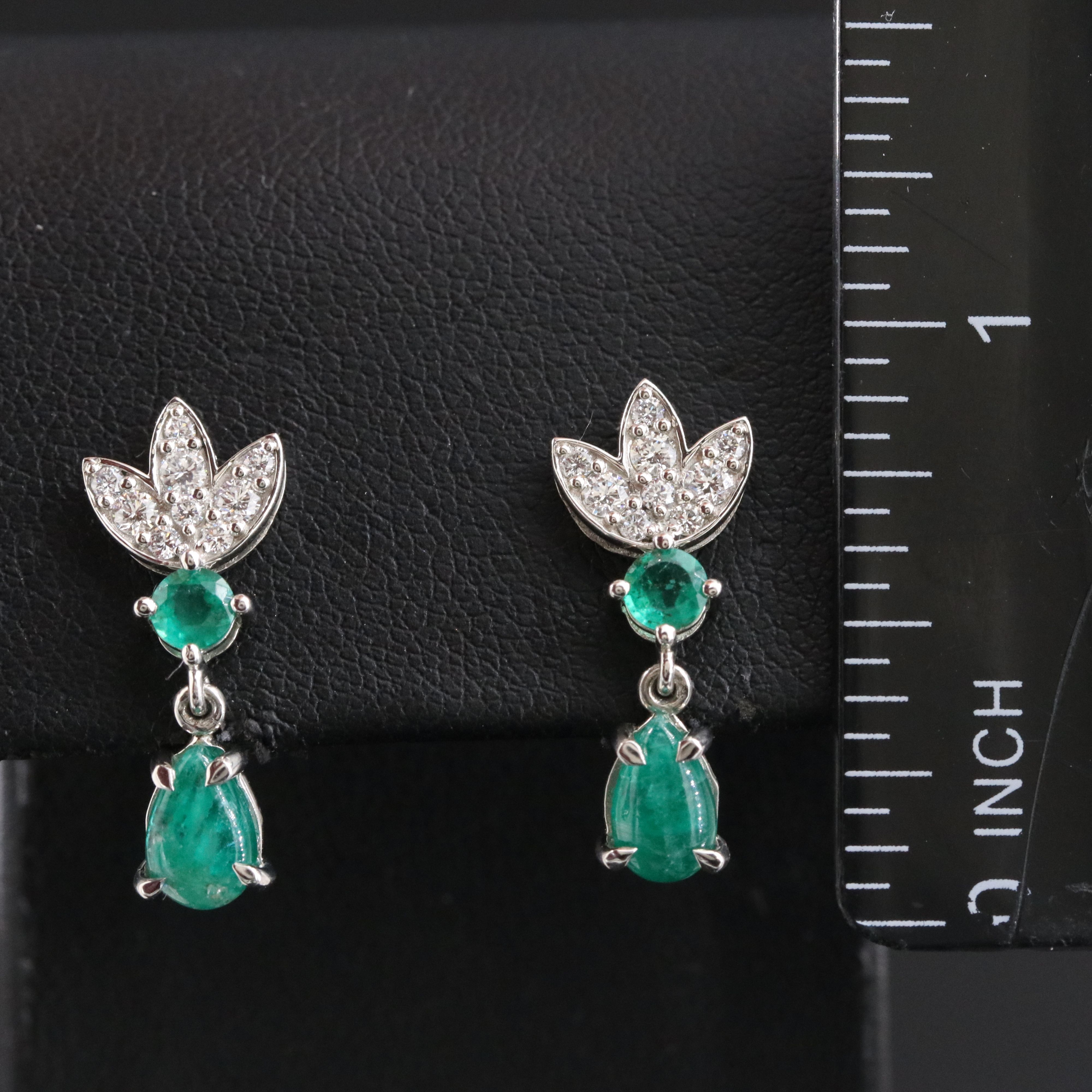 Platinum 2.37 CTW Emerald and Diamond Earrings