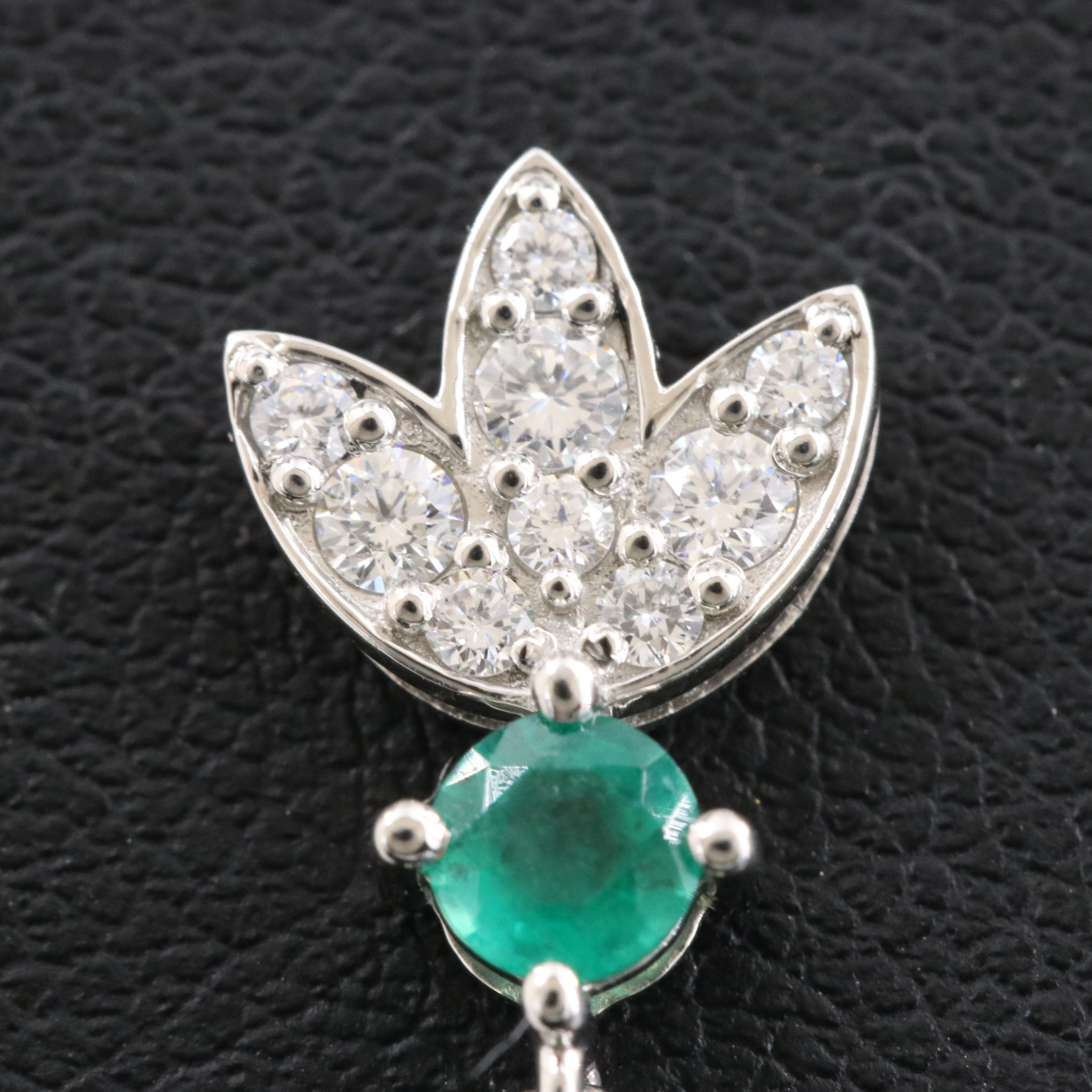 Platinum 2.37 CTW Emerald and Diamond Earrings