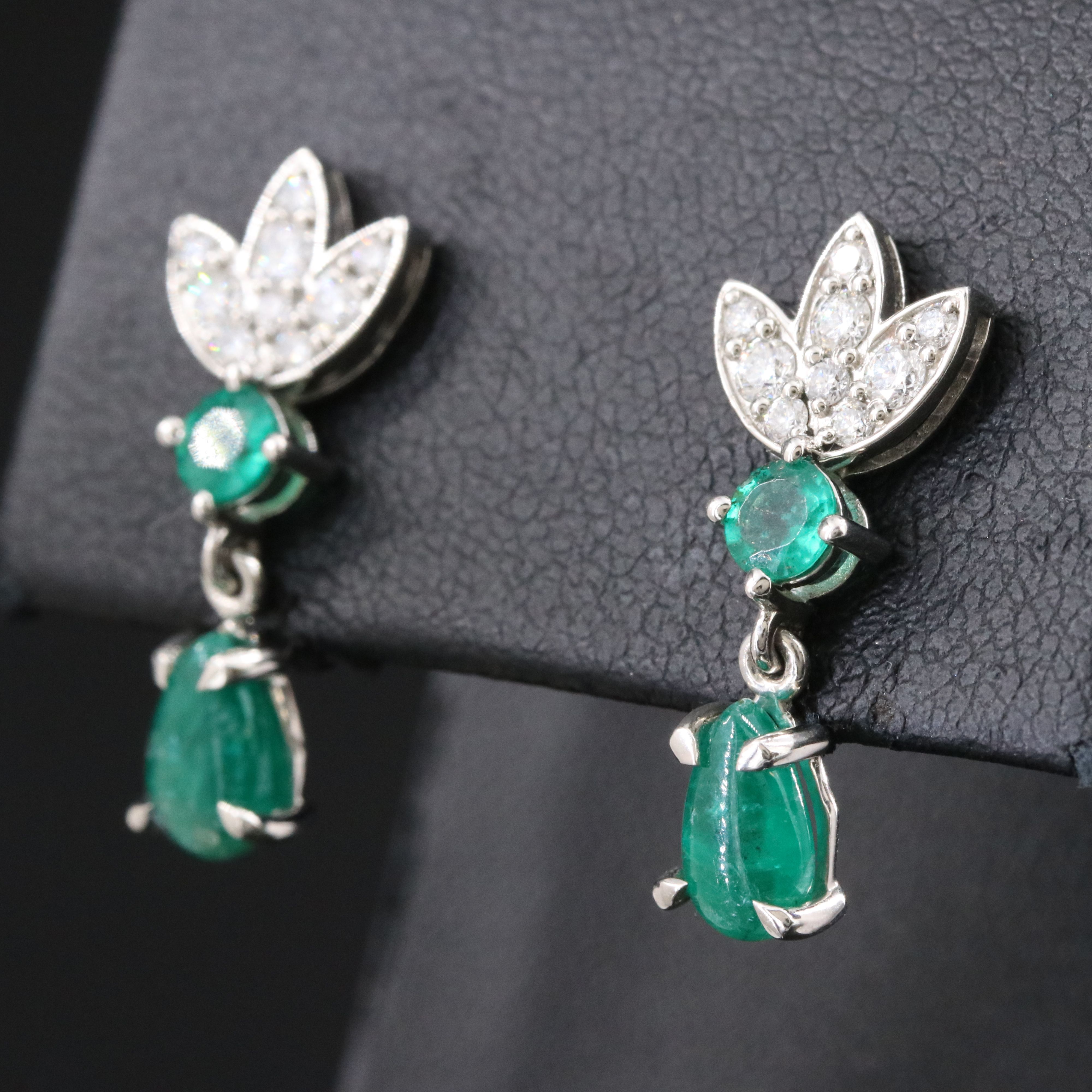 Platinum 2.37 CTW Emerald and Diamond Earrings