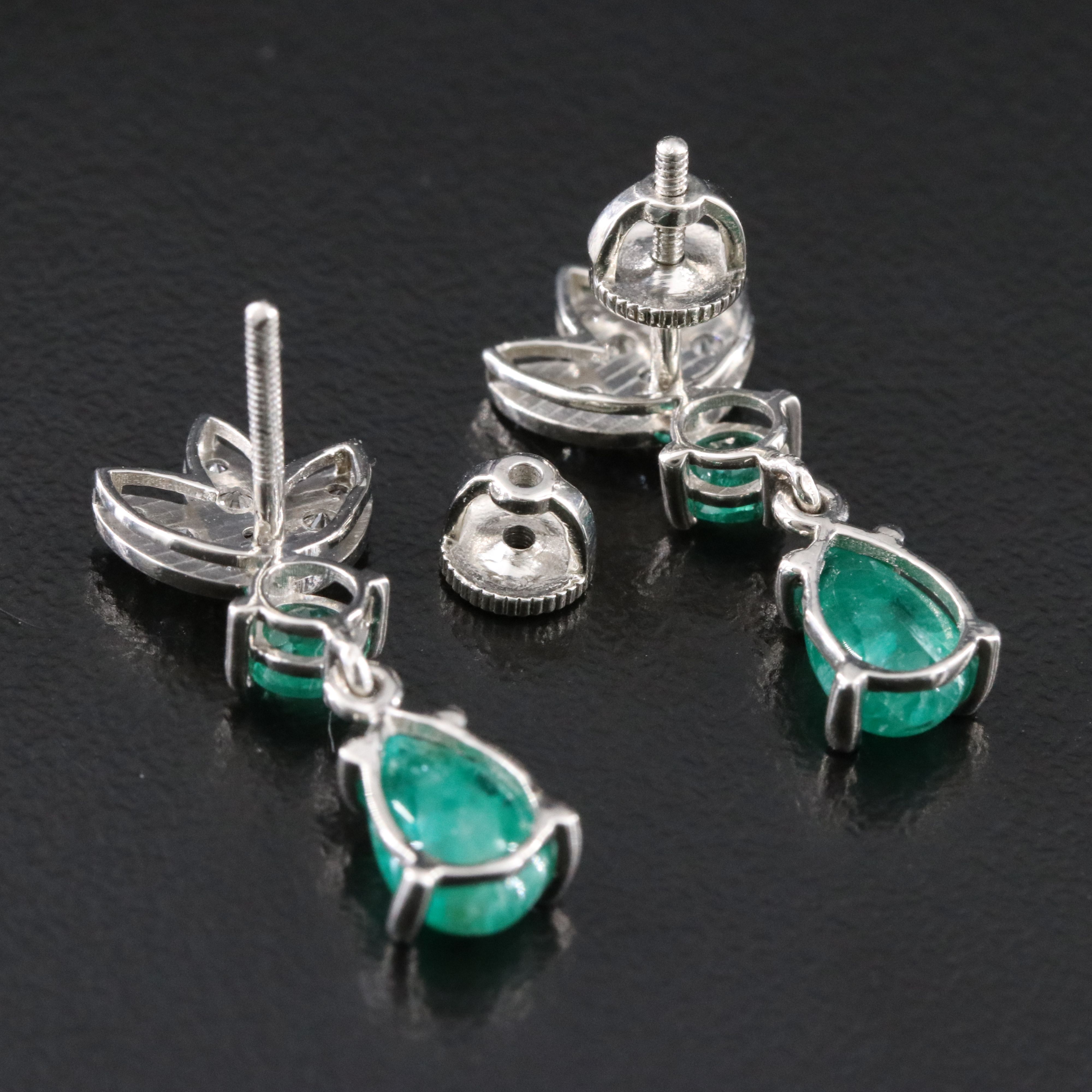 Platinum 2.37 CTW Emerald and Diamond Earrings