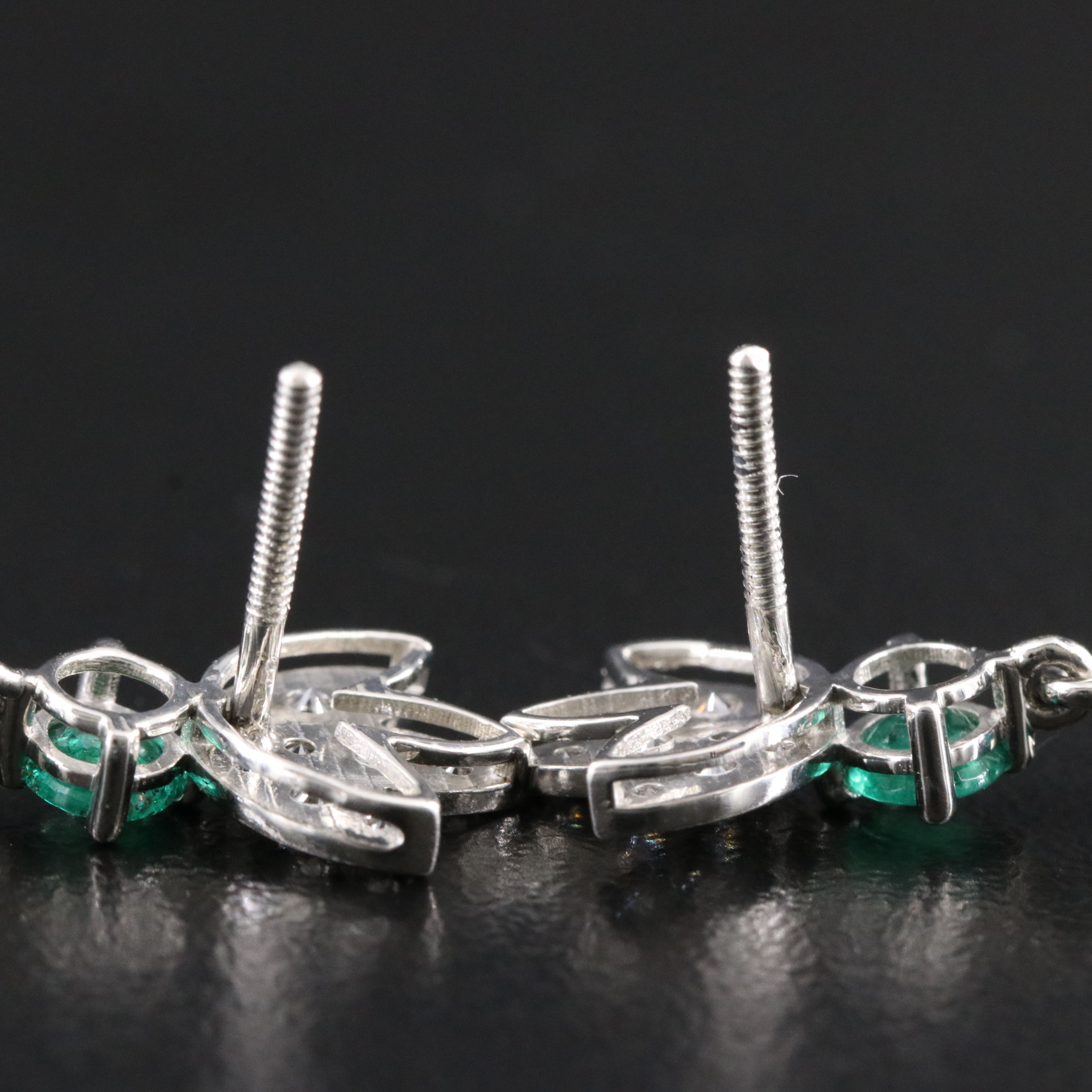 Platinum 2.37 CTW Emerald and Diamond Earrings