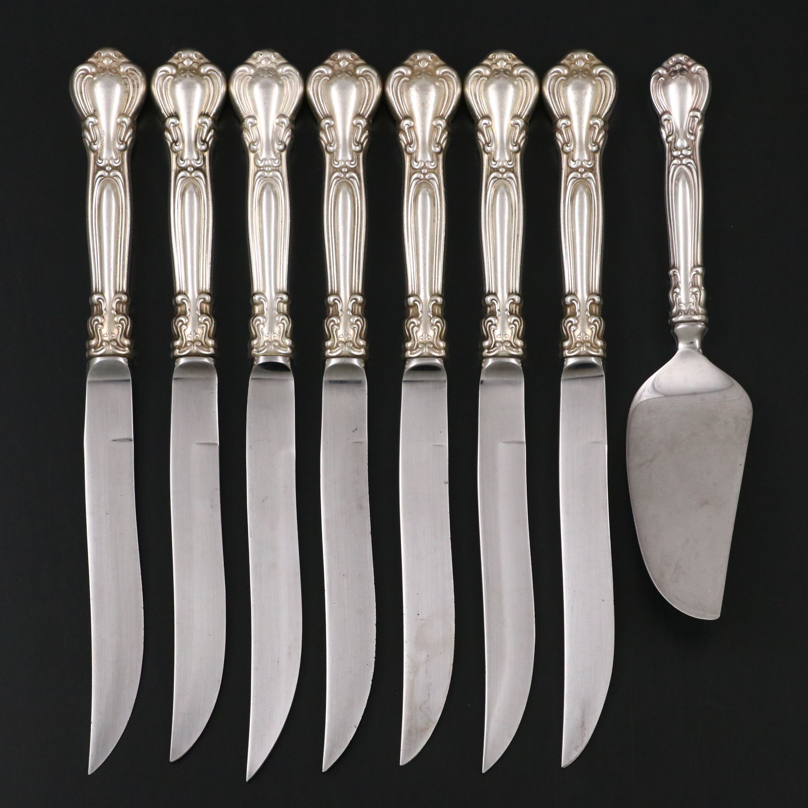 Gorham "Chantilly" Sterling Silver Handled Steak Knives and Cheese Server