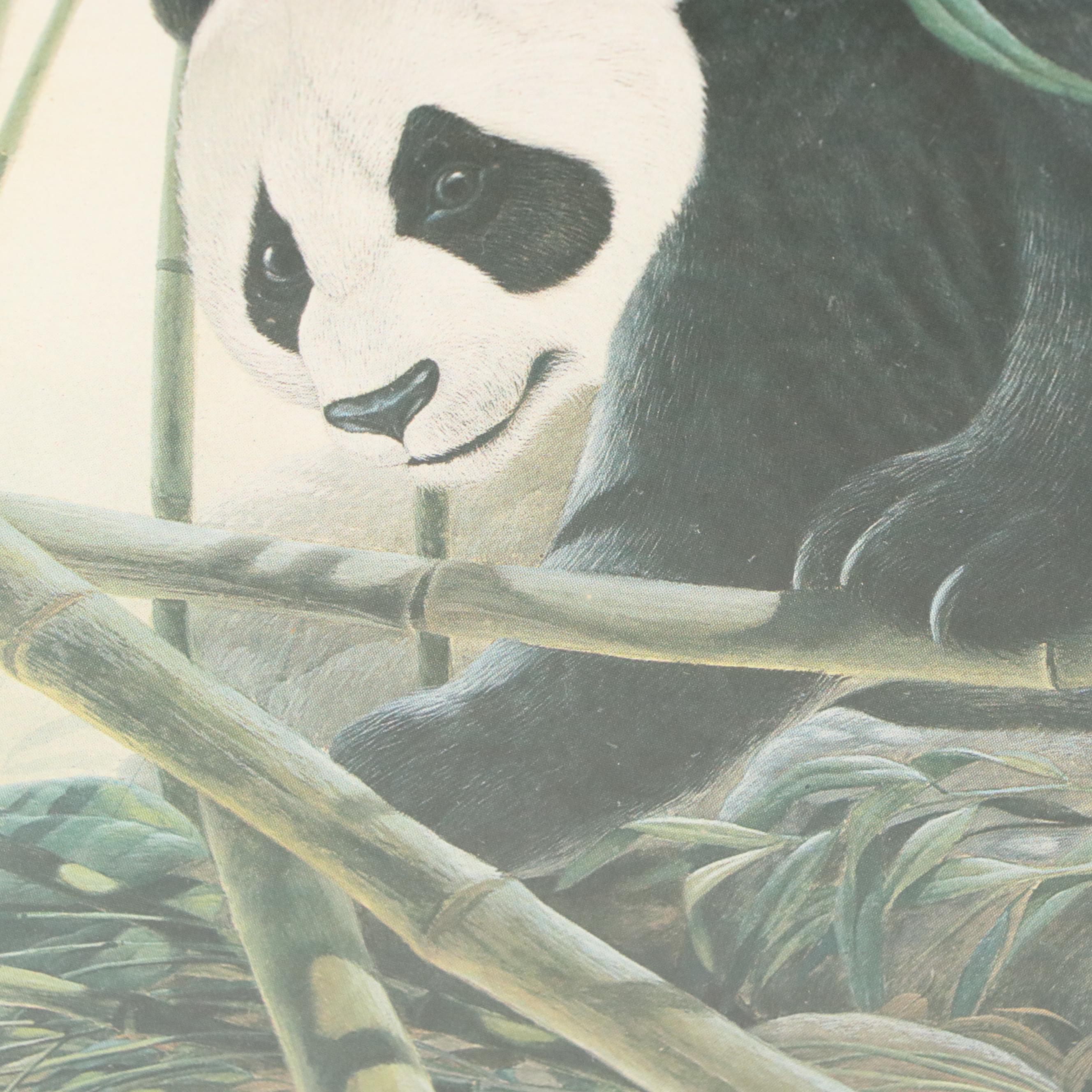 John A. Ruthven Offset Lithograph "Panda Bears," Late 20th Century