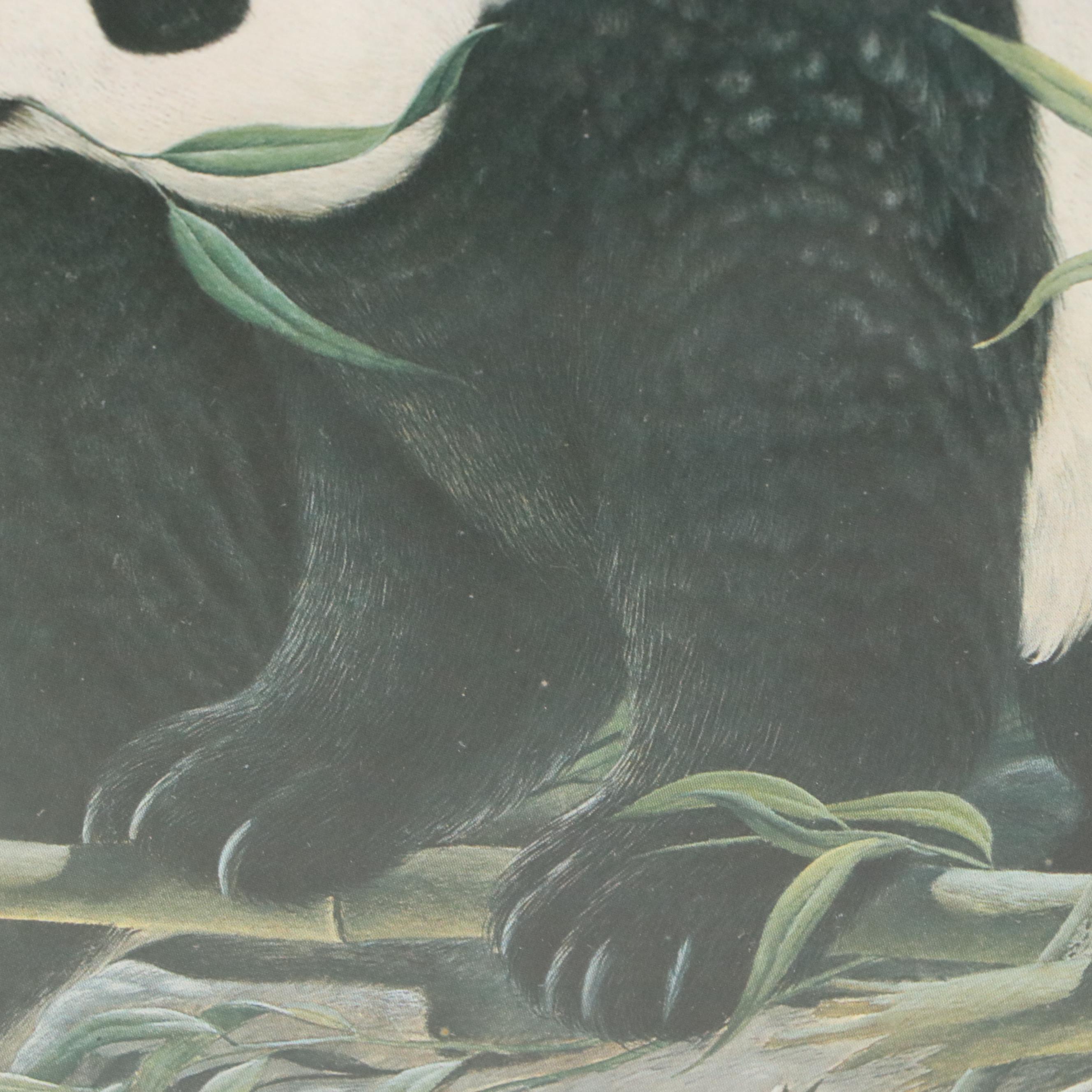 John A. Ruthven Offset Lithograph "Panda Bears," Late 20th Century
