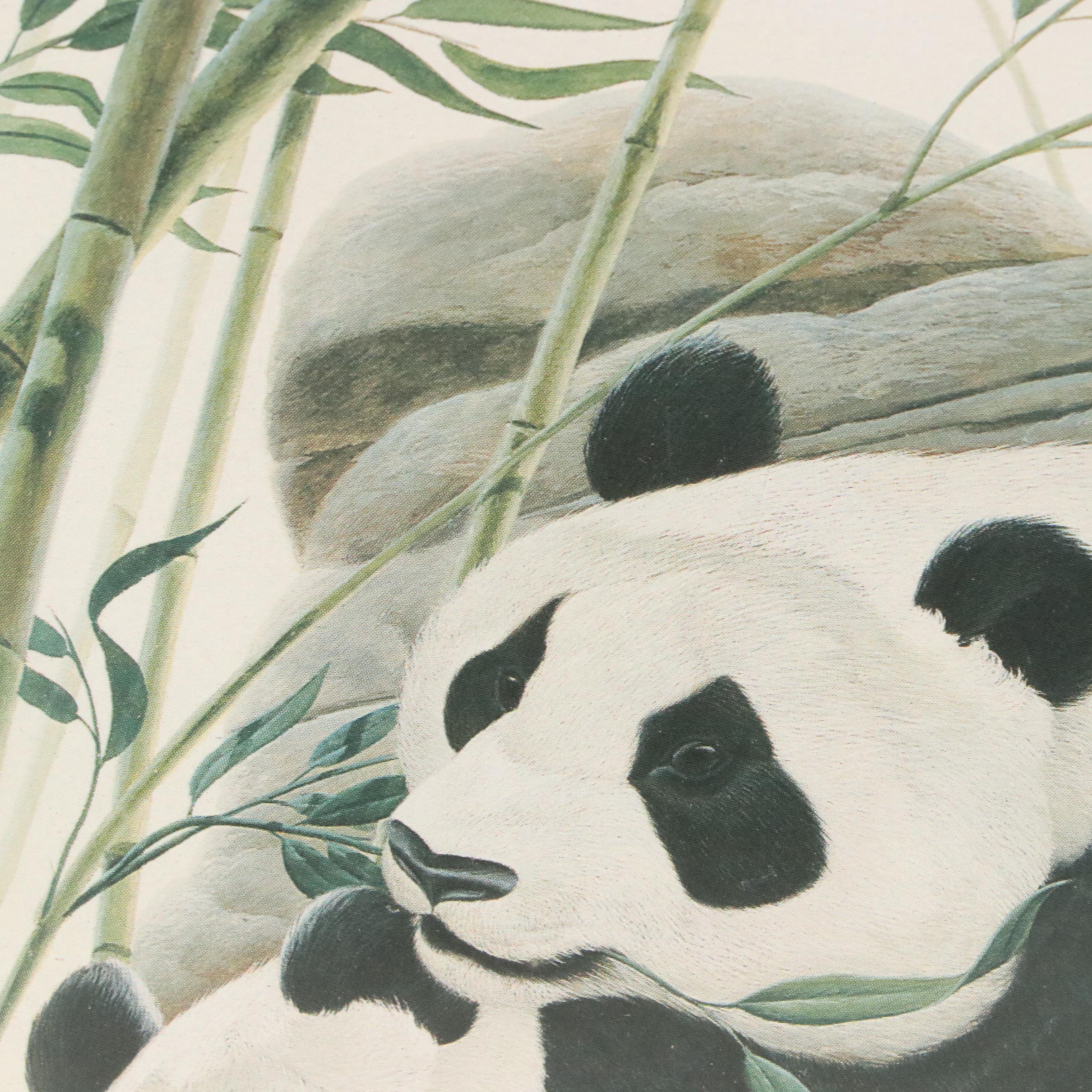 John A. Ruthven Offset Lithograph "Panda Bears," Late 20th Century
