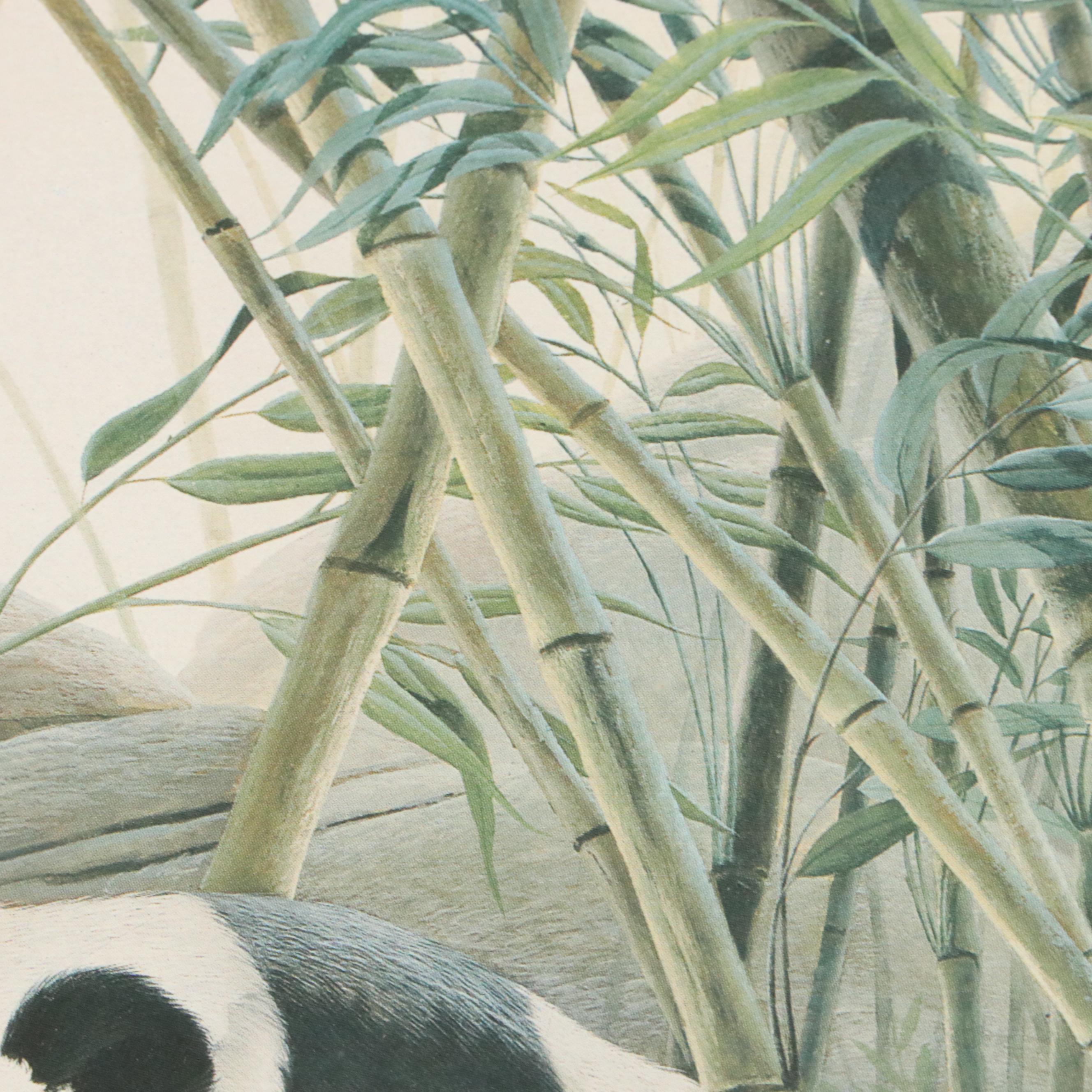 John A. Ruthven Offset Lithograph "Panda Bears," Late 20th Century