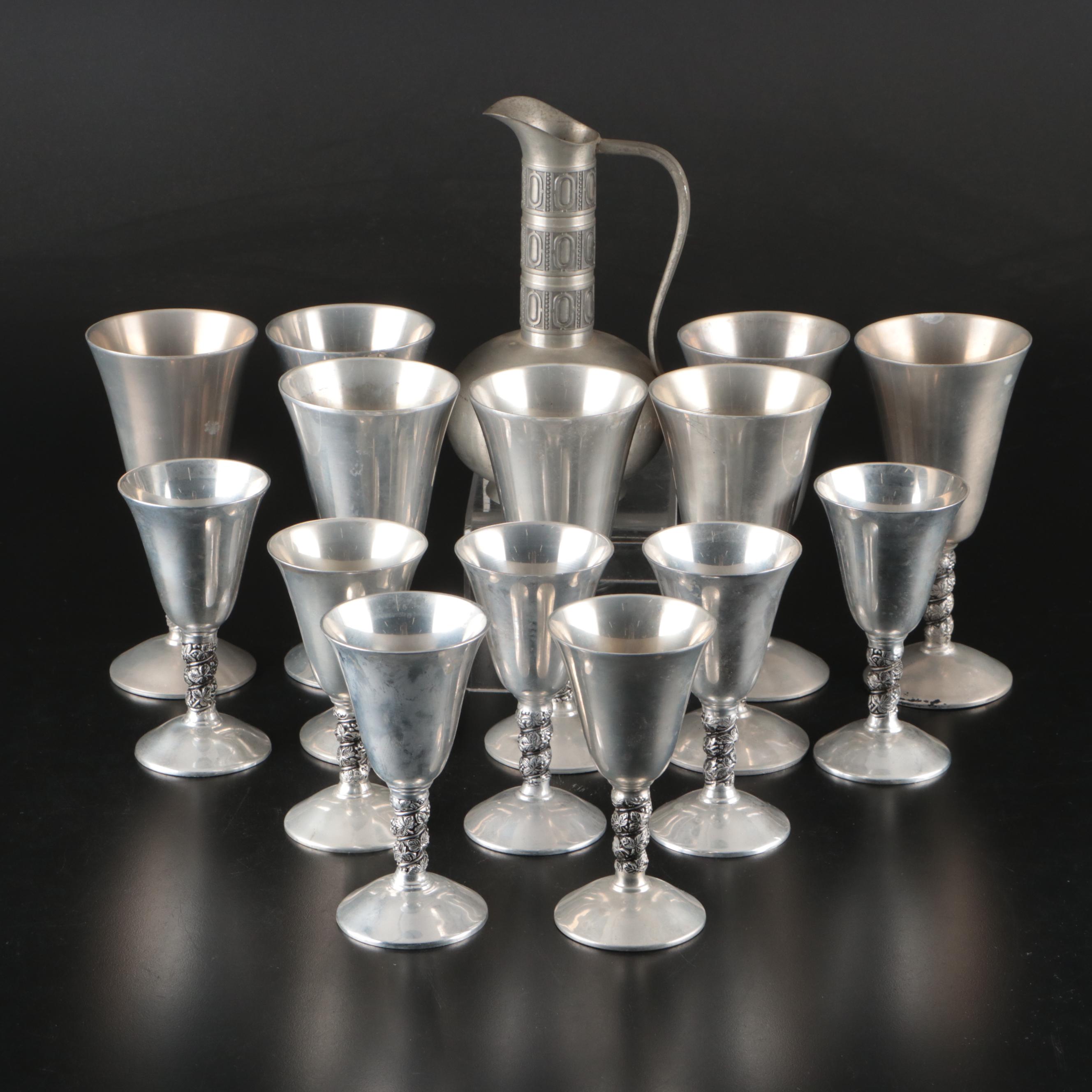Raimond Pewter Wine and Water Cups with Selandia Pewter Decanter