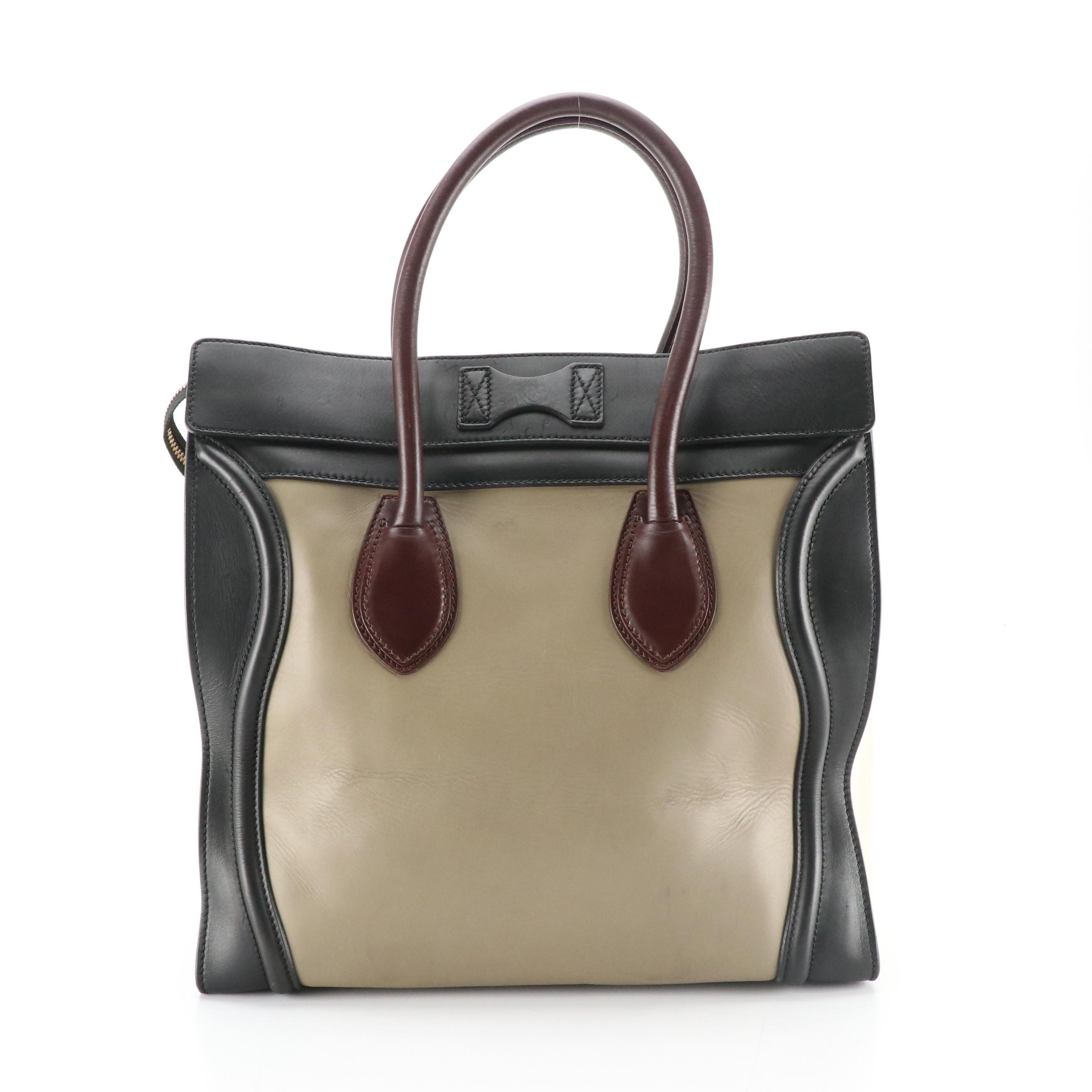 Céline Medium Luggage Handbag in Colorblock Calfskin Leather