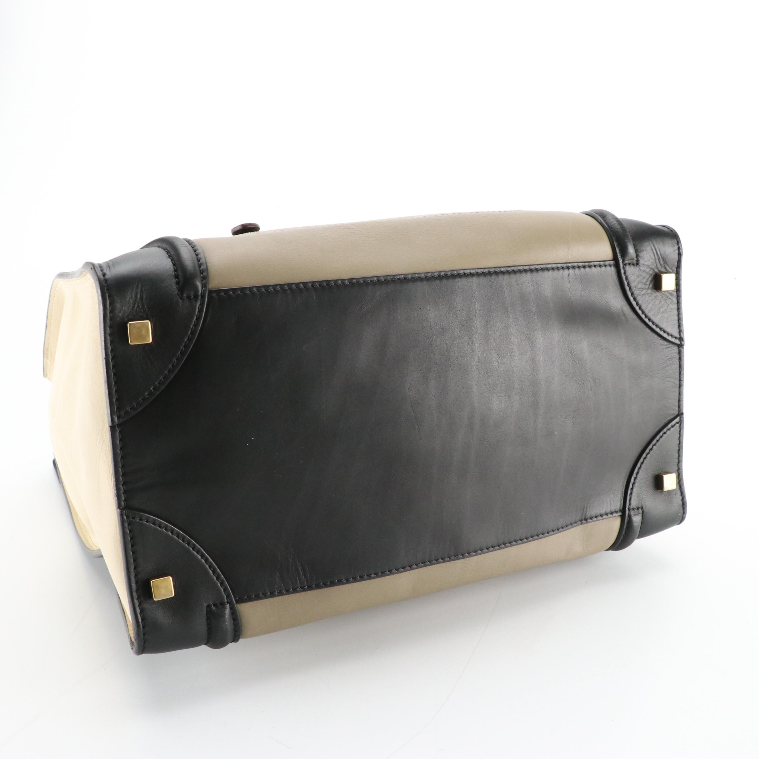 Céline Medium Luggage Handbag in Colorblock Calfskin Leather