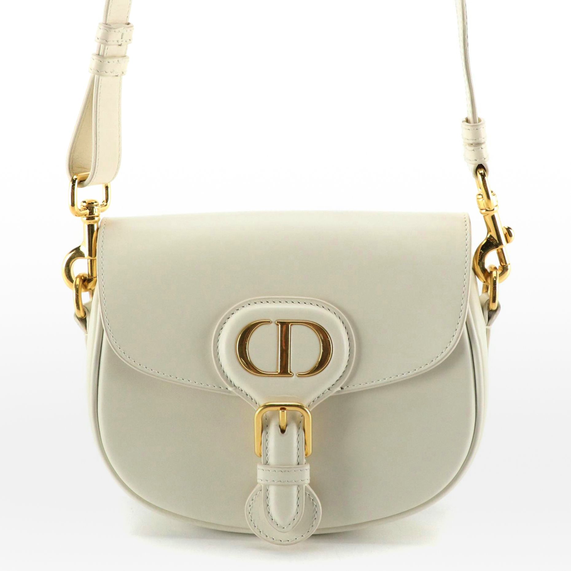 Christian Dior Small Bobby Crossbody Bag in White Box Calf Leather
