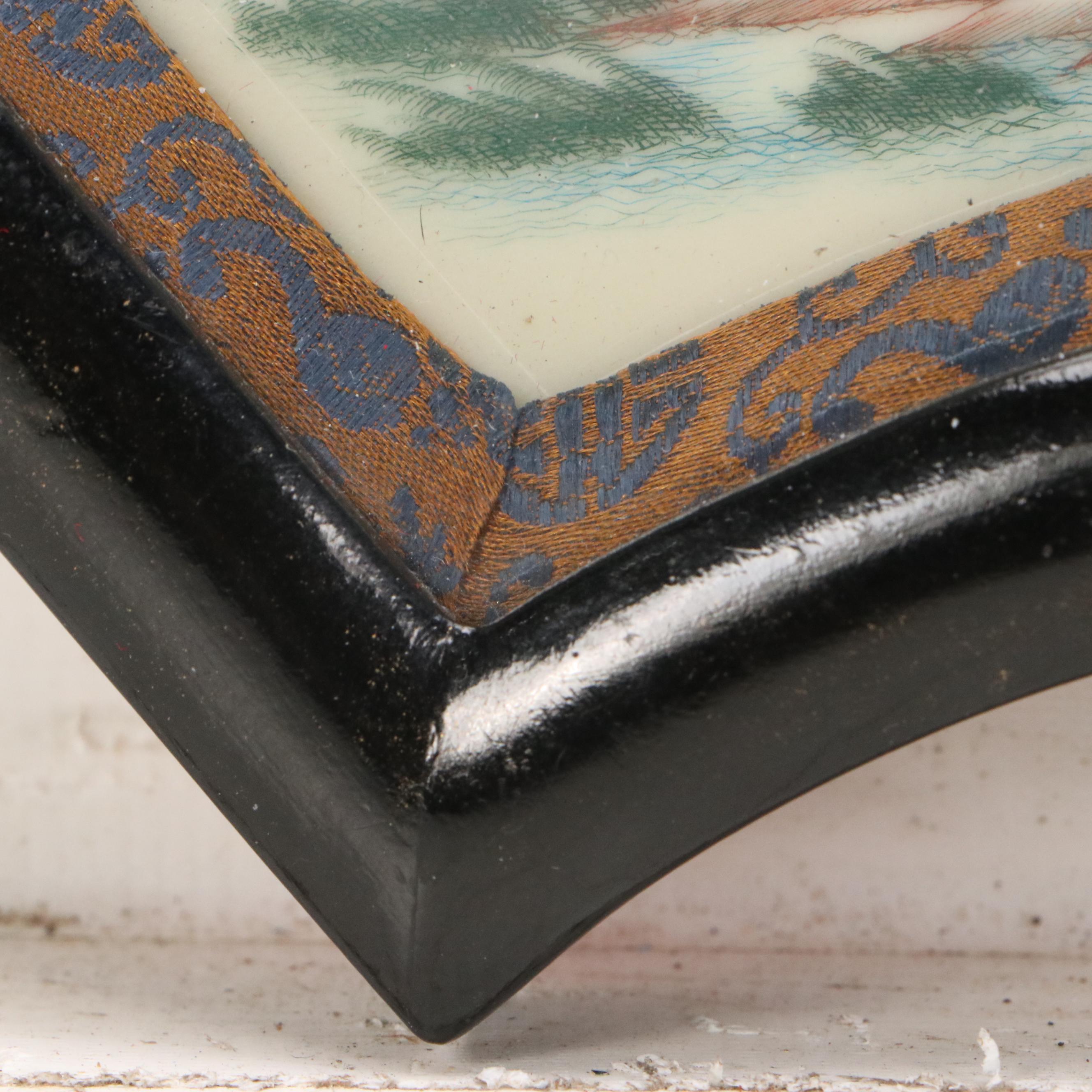 Chinese Kangxi Famille Verte Style Porcelain Landscape Fan Painting