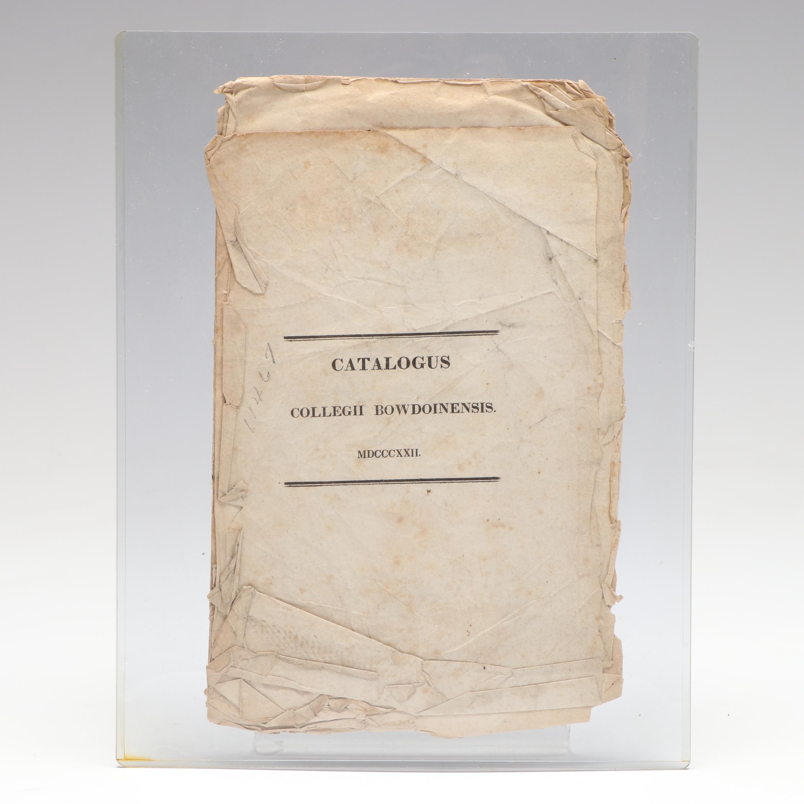 Bowdoin College "Catalogus Senatus Academici" Catalog, 1822