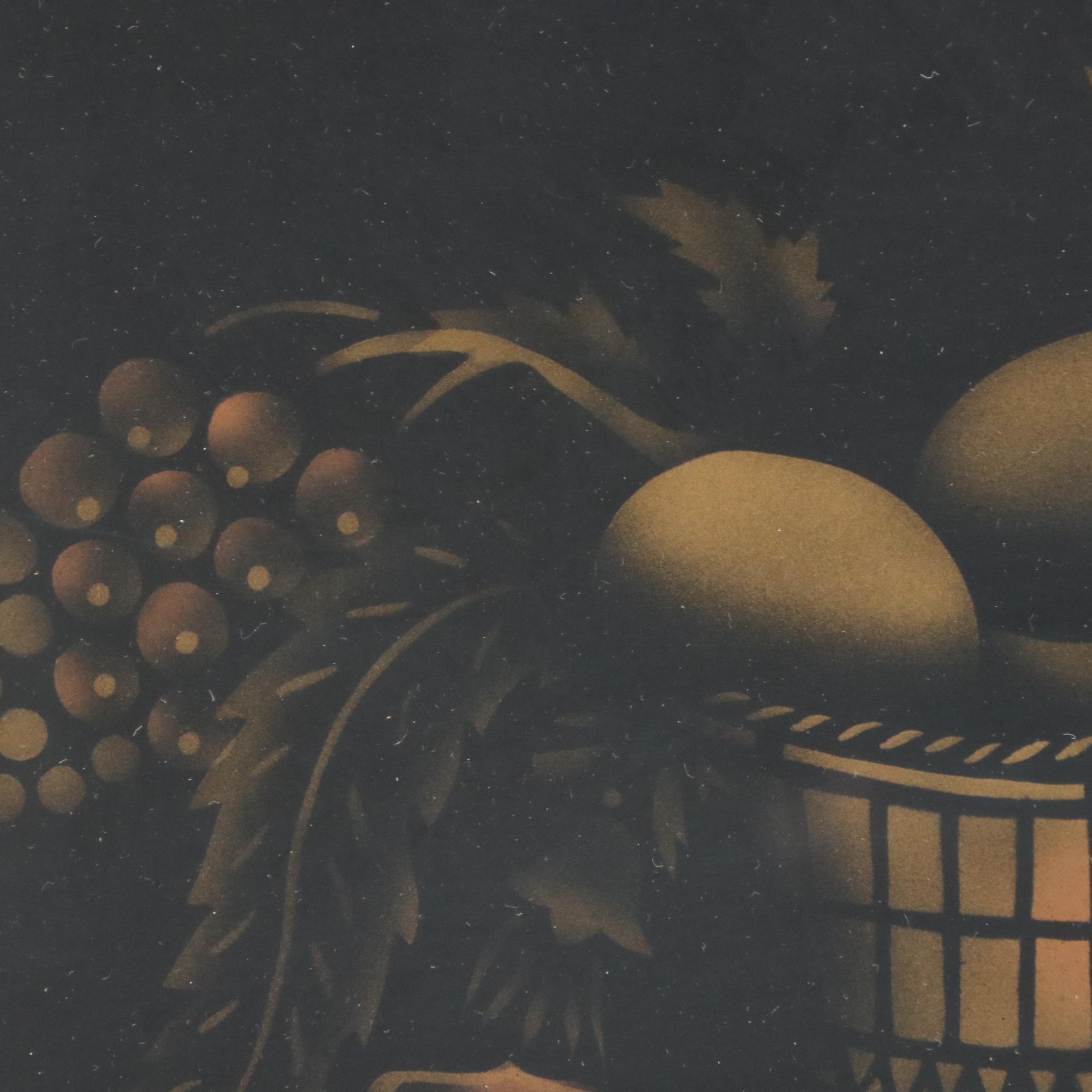 Hitchcock Federal Style Trumeau Mirror with Stenciled Still Life