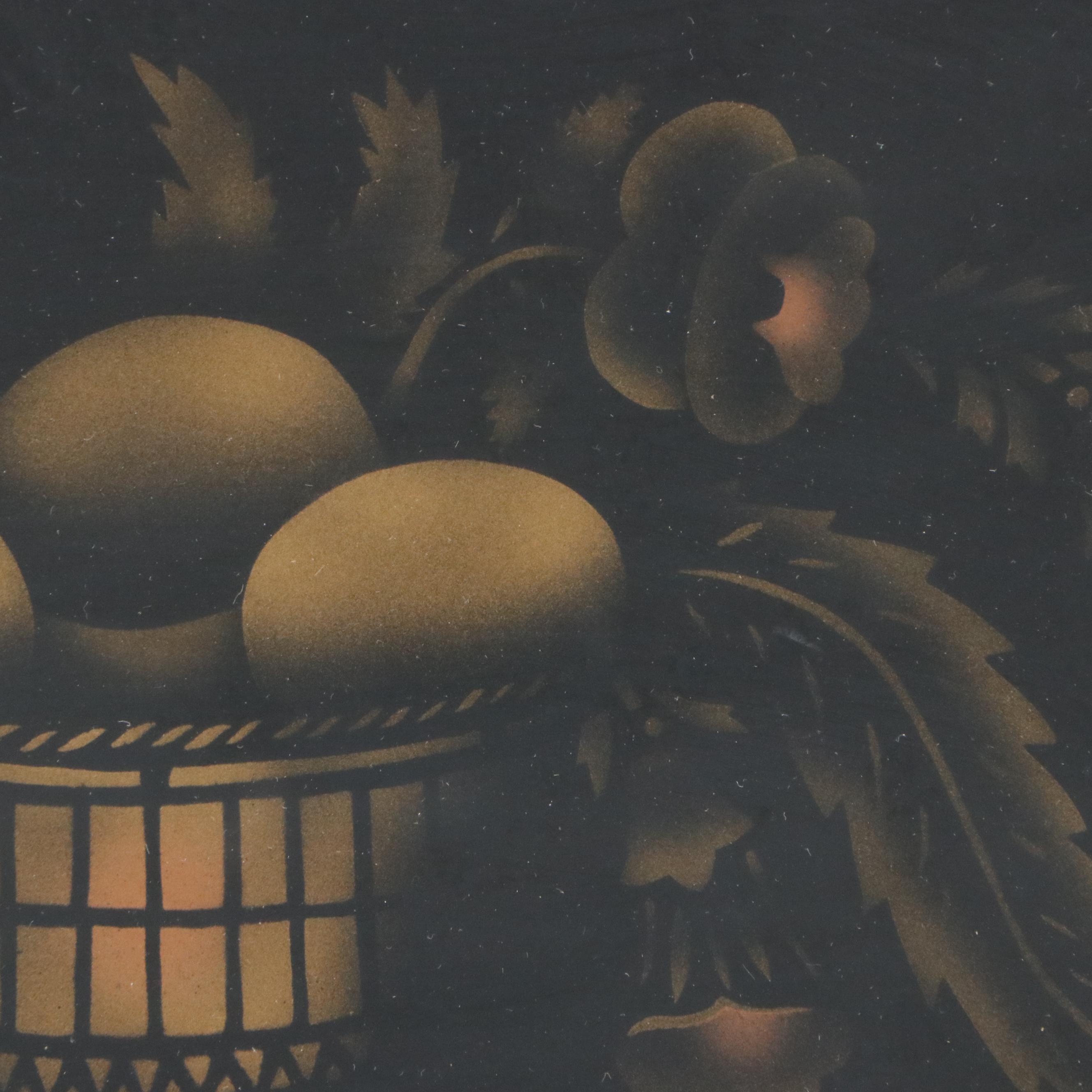 Hitchcock Federal Style Trumeau Mirror with Stenciled Still Life