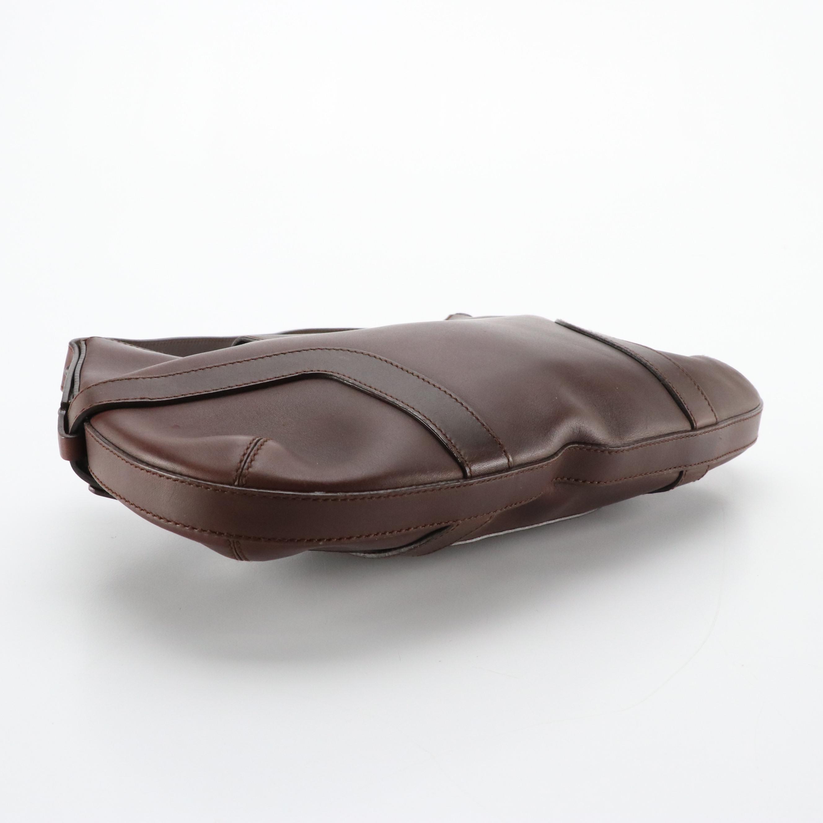 Salvatore Ferragamo Gancini Harness Shoulder Bag in Brown Leather