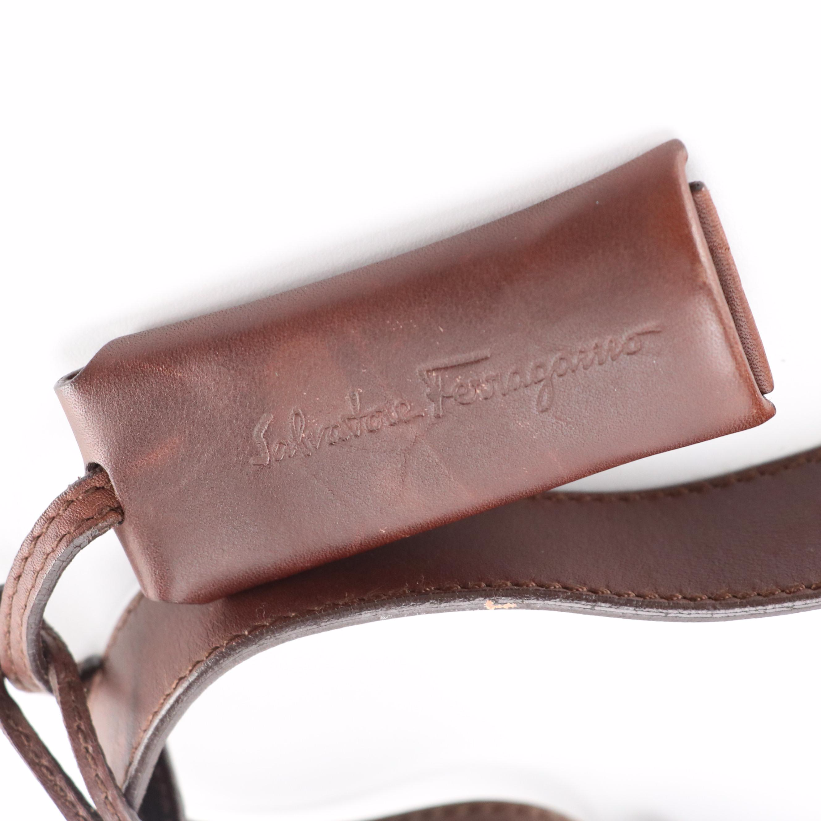 Salvatore Ferragamo Gancini Harness Shoulder Bag in Brown Leather