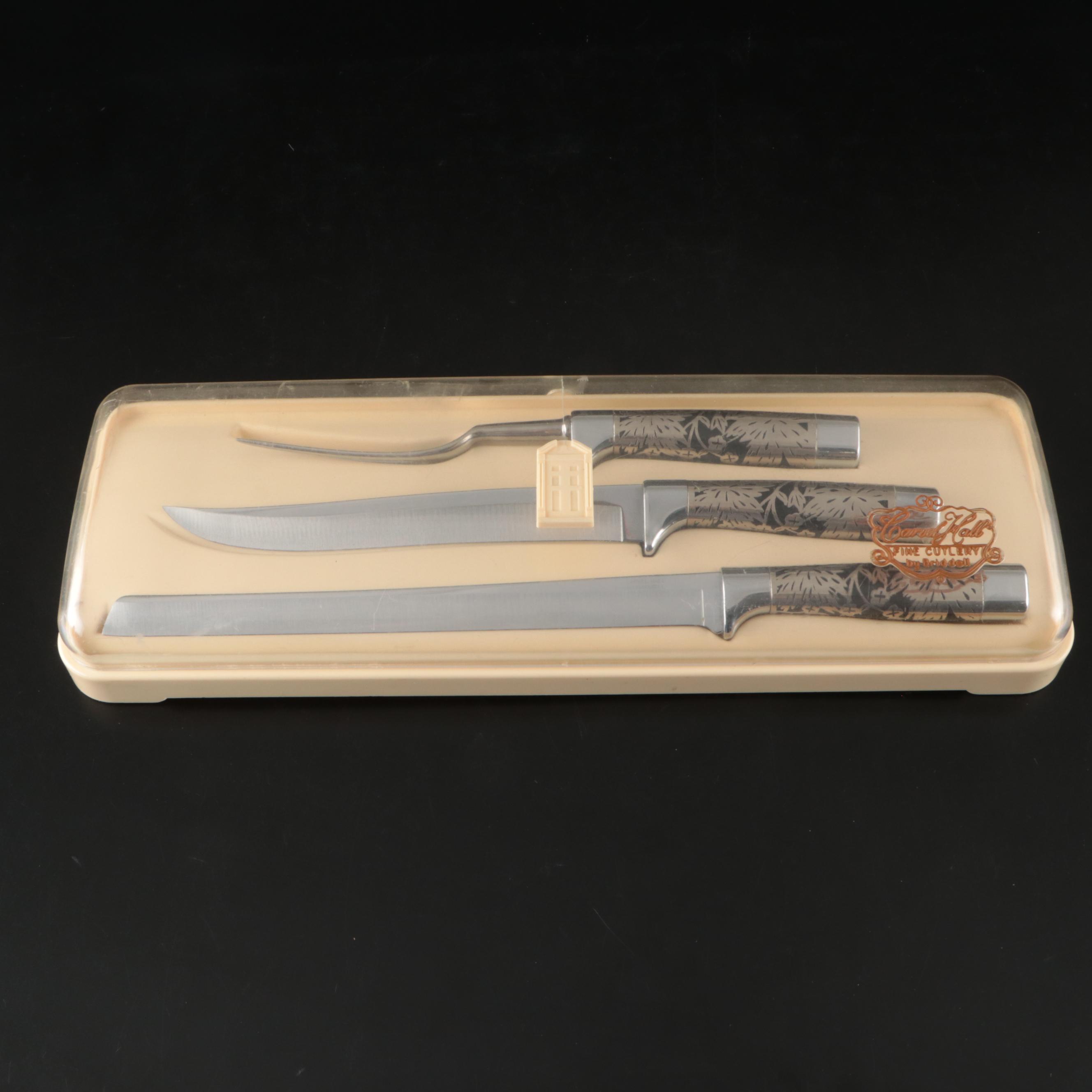 Carvel Hall by Briddell Silver Overlay Three-Piece Carving Set, Mid–Late 20th C.