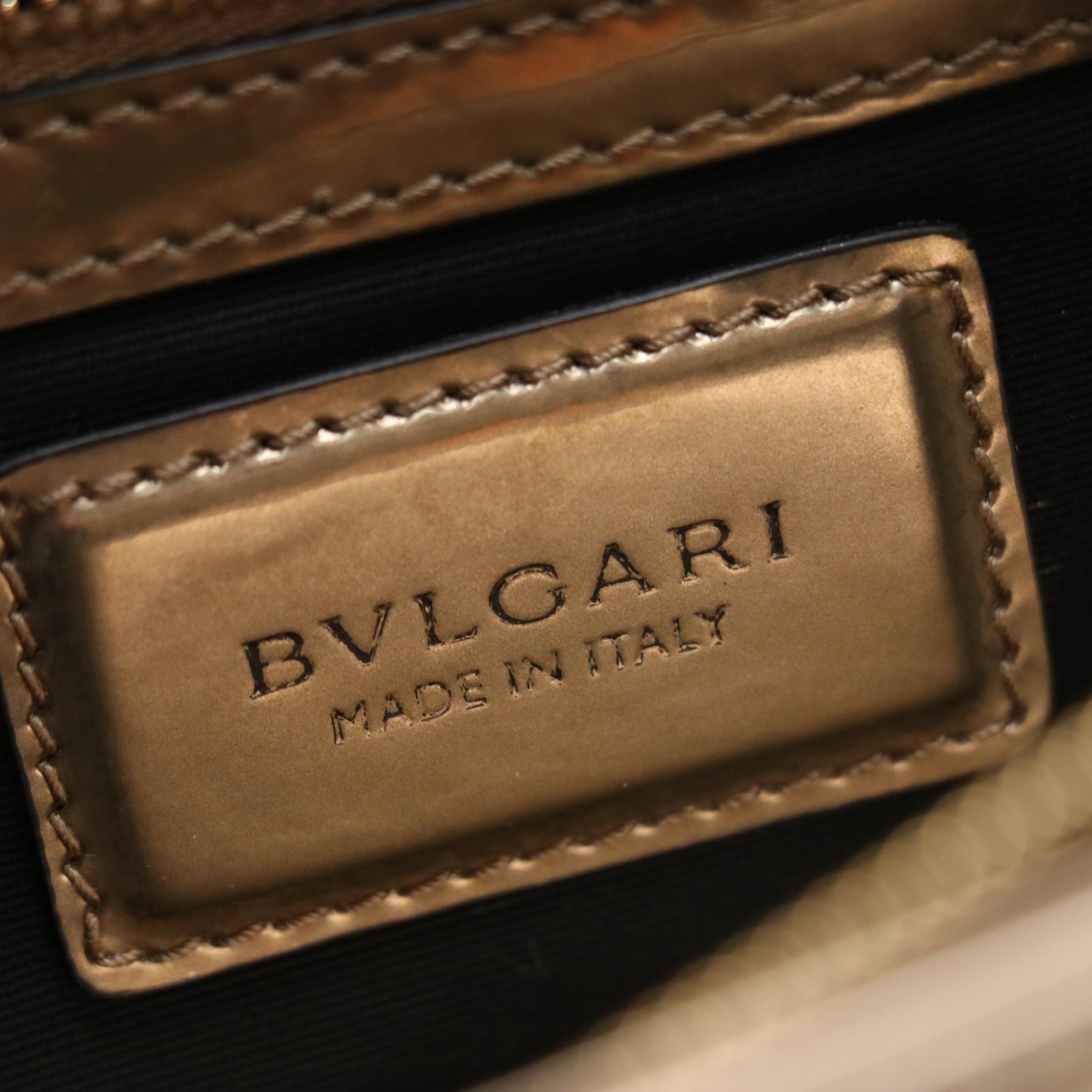 BVLGARI Serpenti Forever Large Chain Satchel in Metallic Glazed Leather