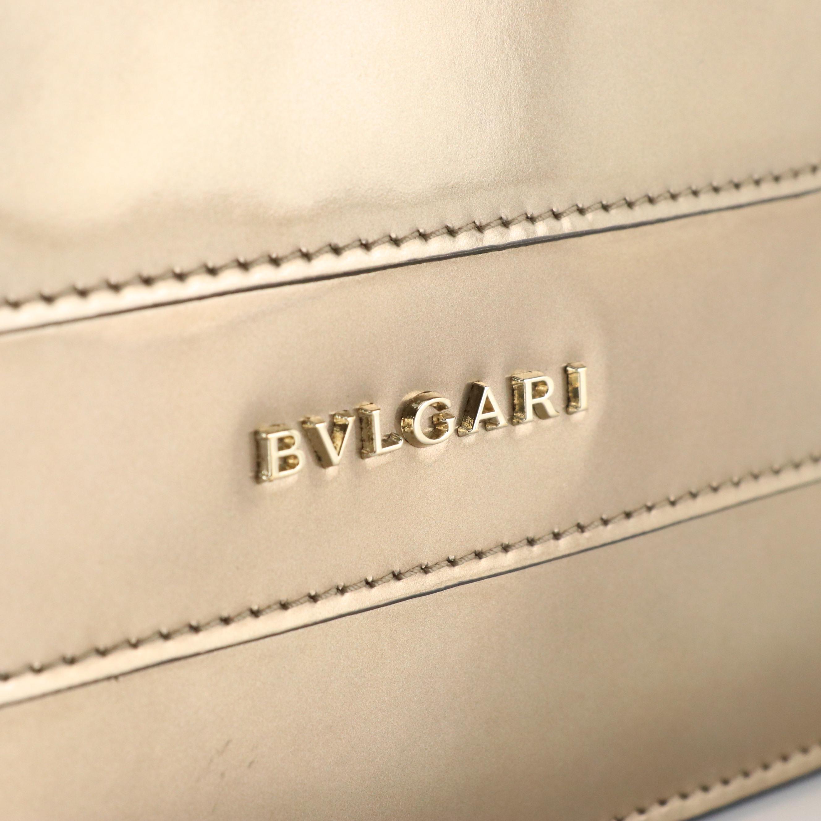 BVLGARI Serpenti Forever Large Chain Satchel in Metallic Glazed Leather