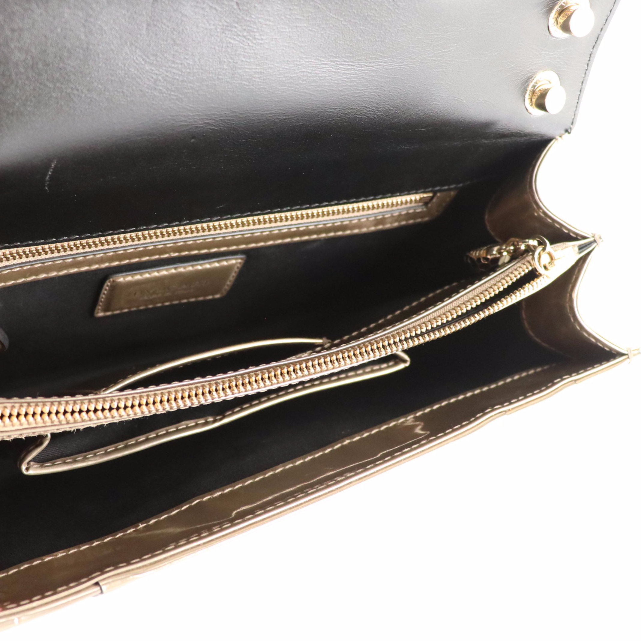 BVLGARI Serpenti Forever Large Chain Satchel in Metallic Glazed Leather
