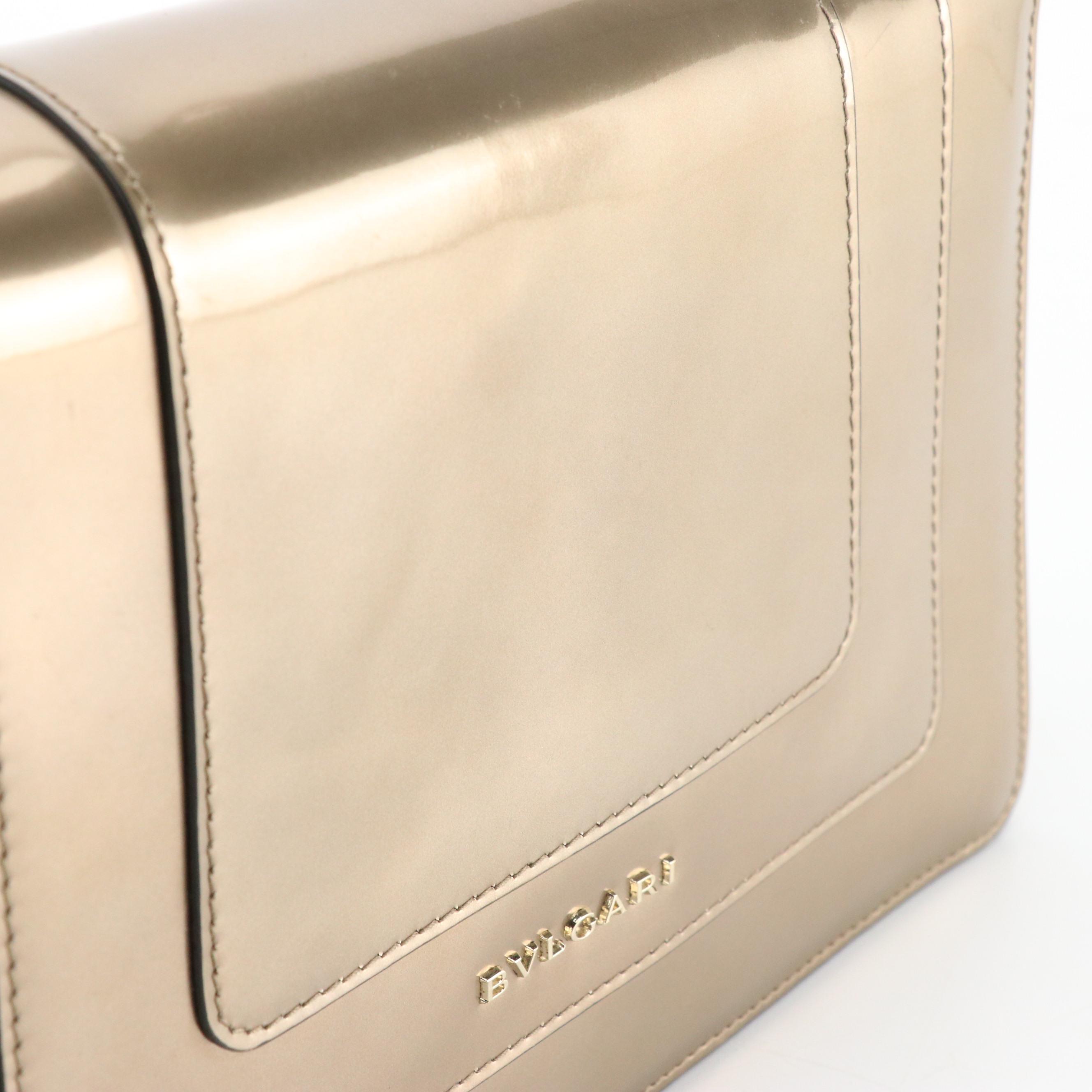 BVLGARI Serpenti Forever Large Chain Satchel in Metallic Glazed Leather