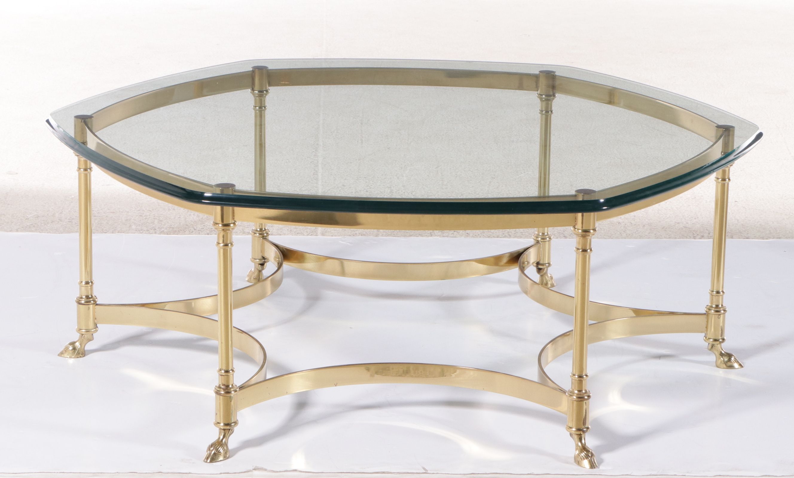 French Style Brass and Glass Coffee Table