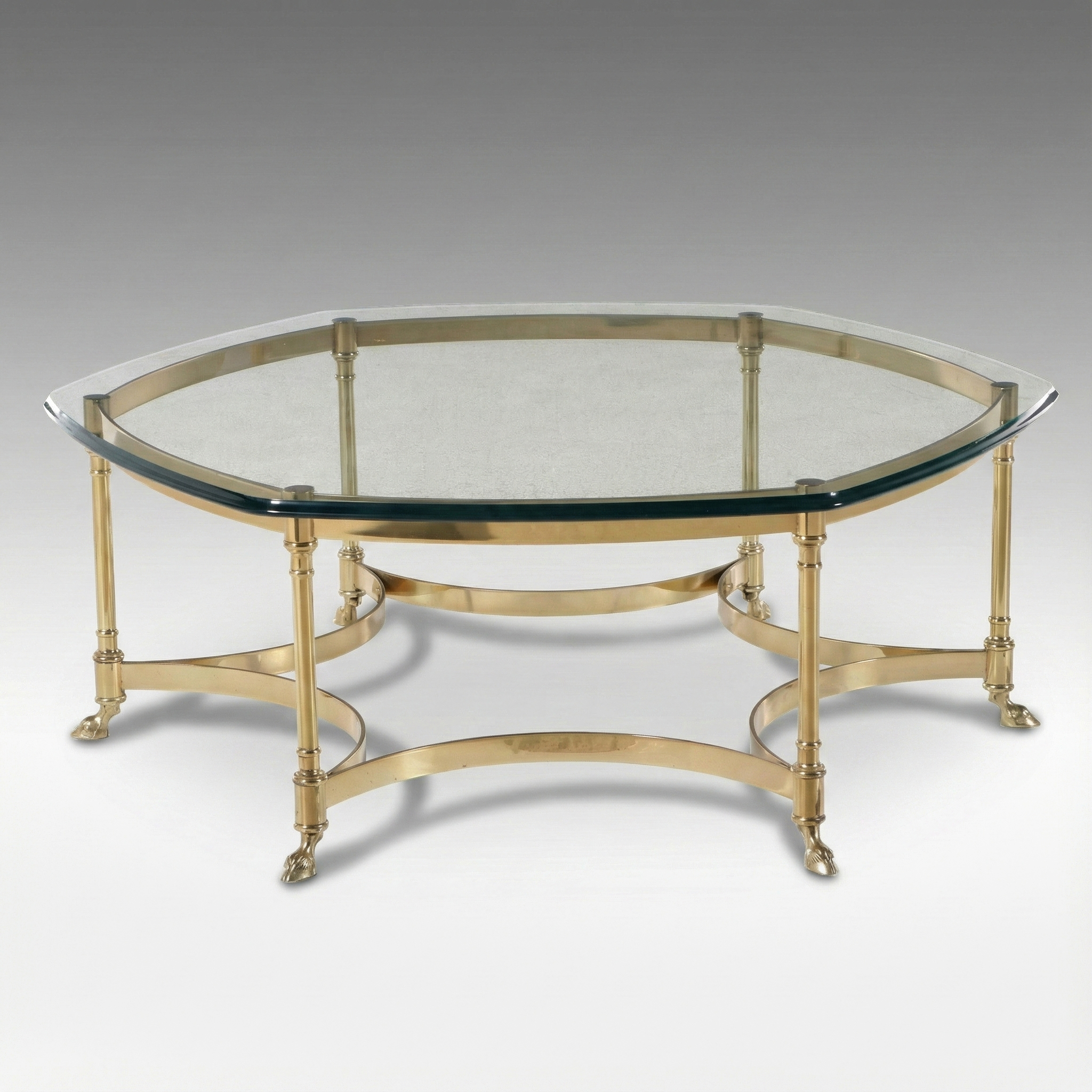 French Style Brass and Glass Coffee Table
