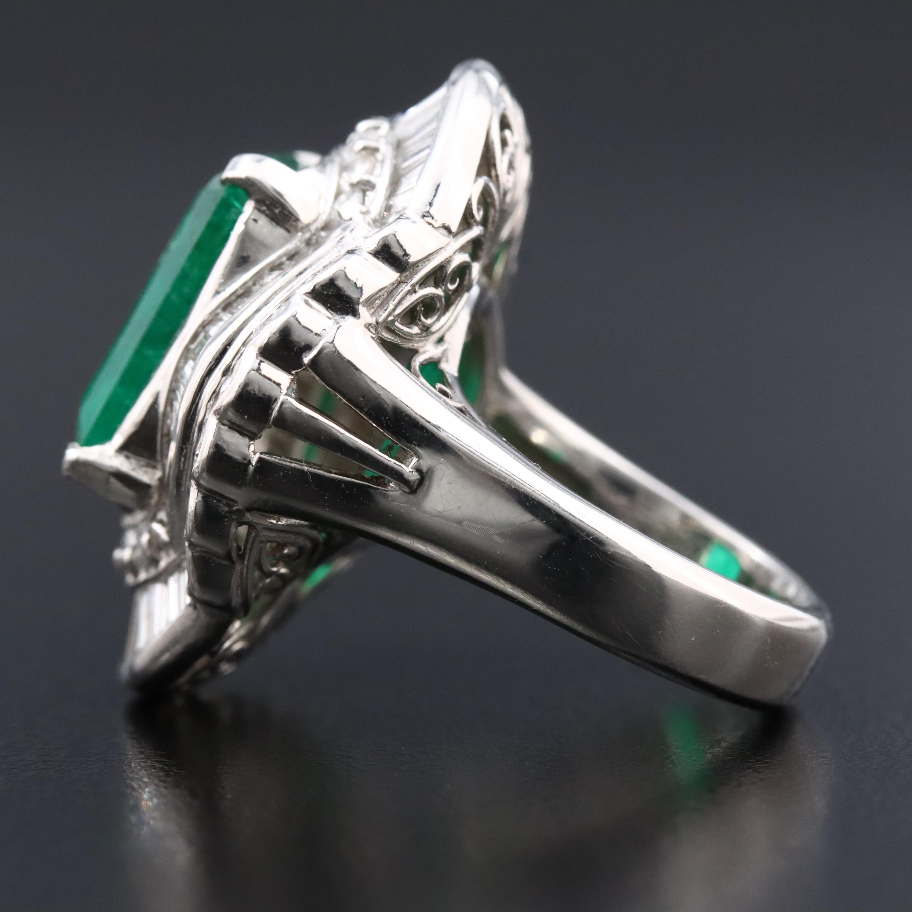 Platinum 8.37 CT Emerald and 2.77 CTW Diamond Ballerina Ring