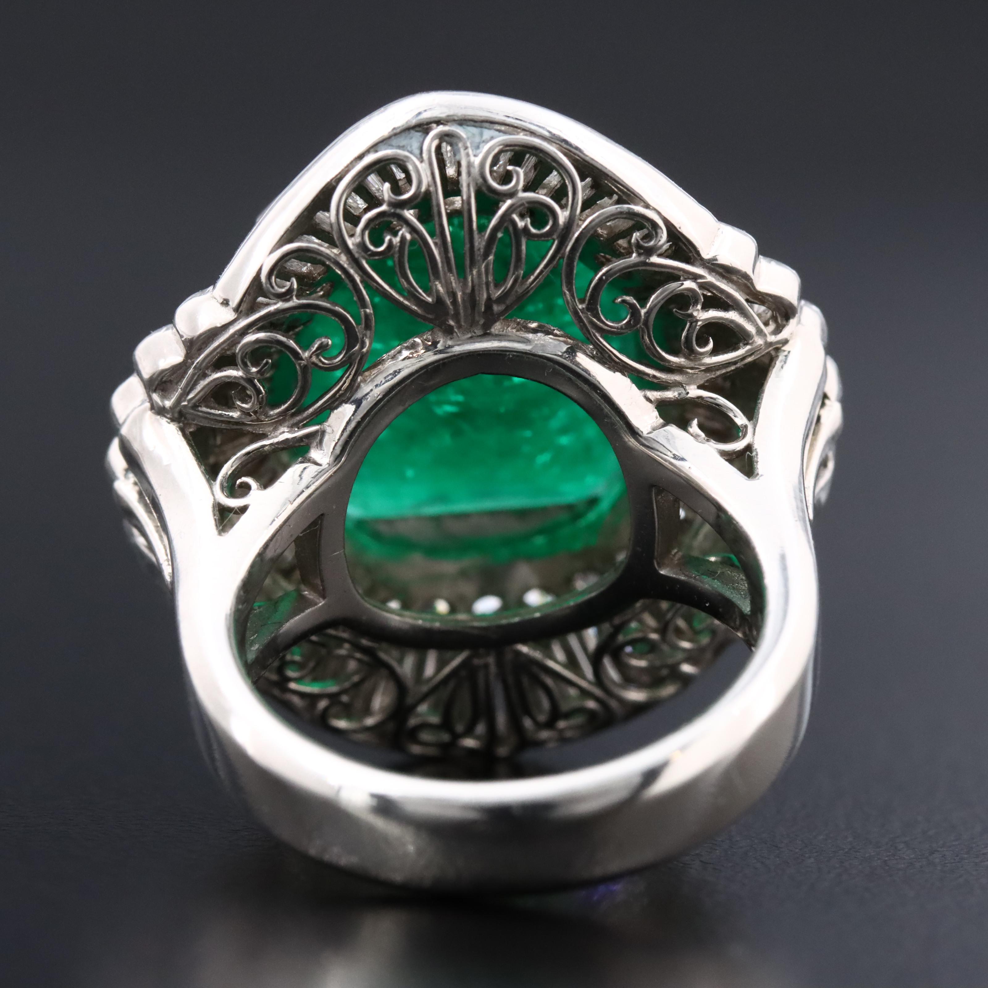 Platinum 8.37 CT Emerald and 2.77 CTW Diamond Ballerina Ring