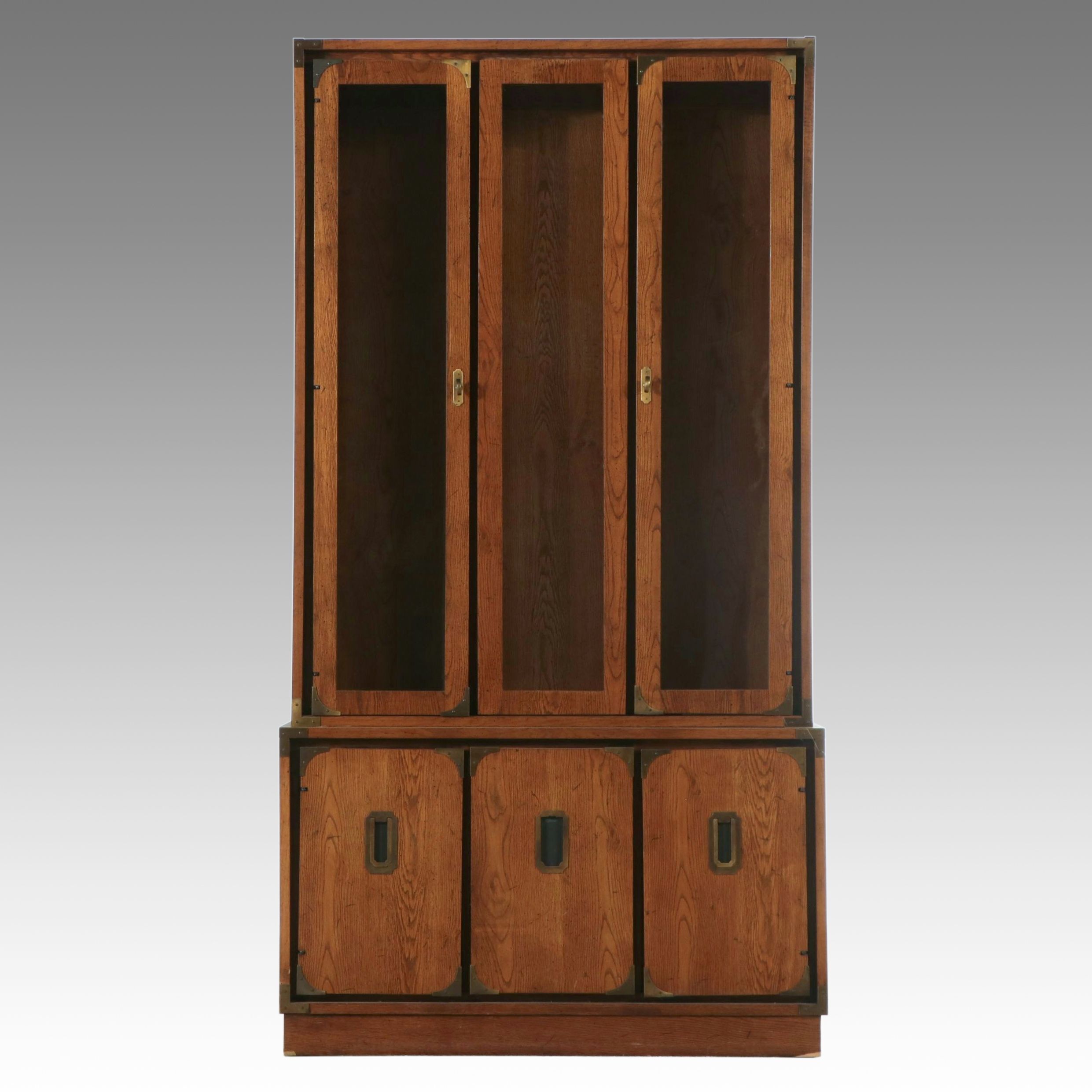 Campaign Style Pecan Veneered China Cabinet
