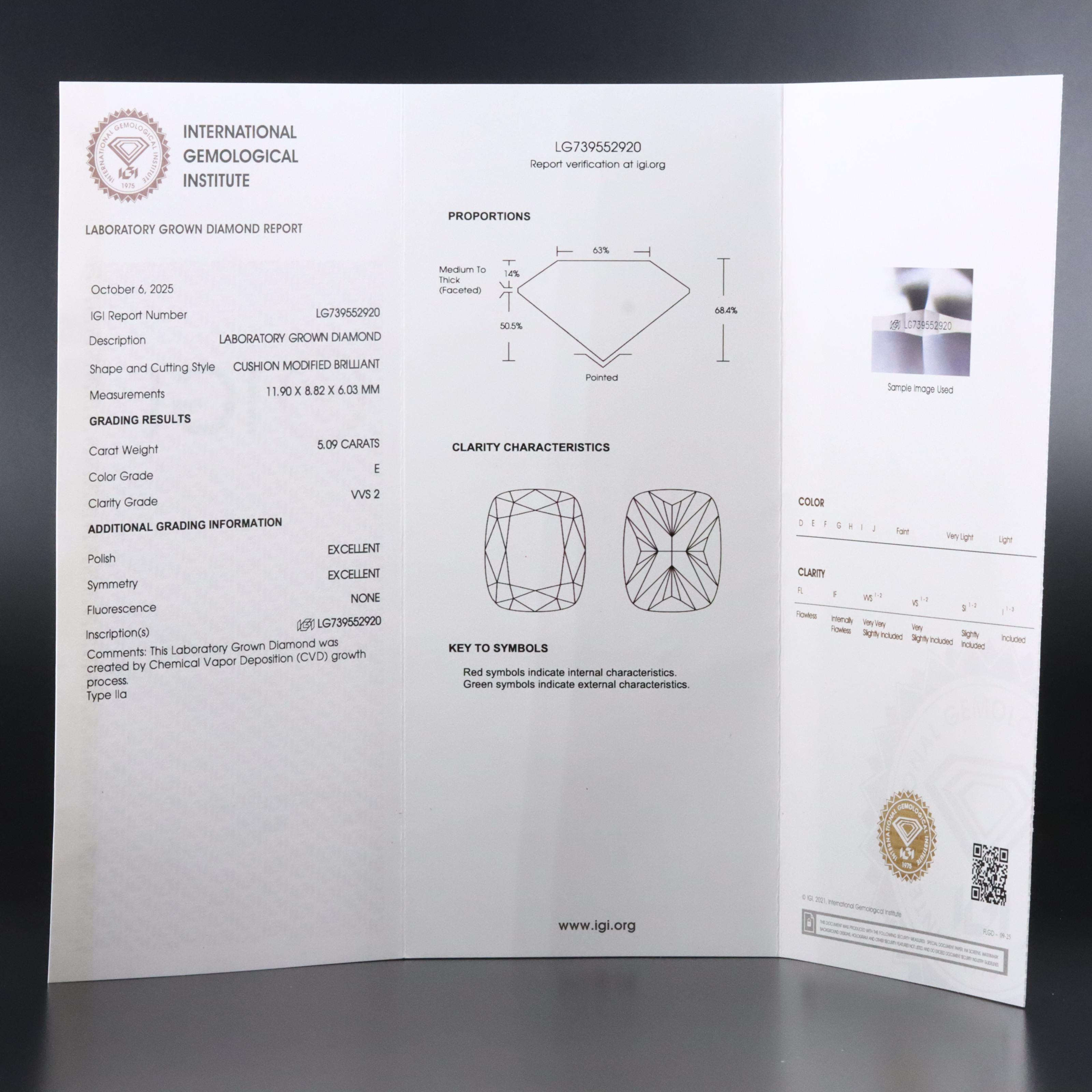 14K 5.30 CTW Lab Grown Diamond Ring with IGI Report