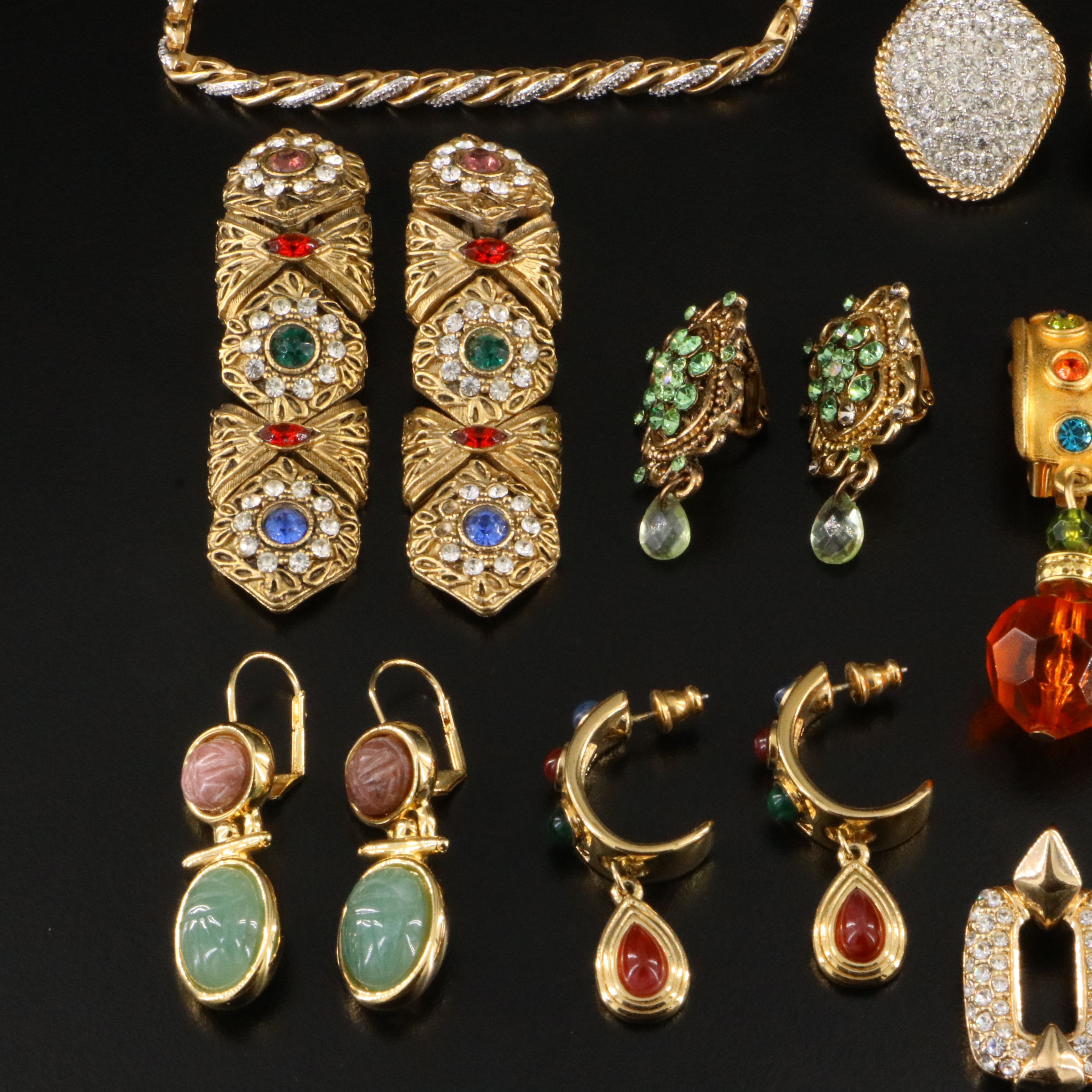 Jewel Tone Jewelry Collection Featuring Trifari and Dubin