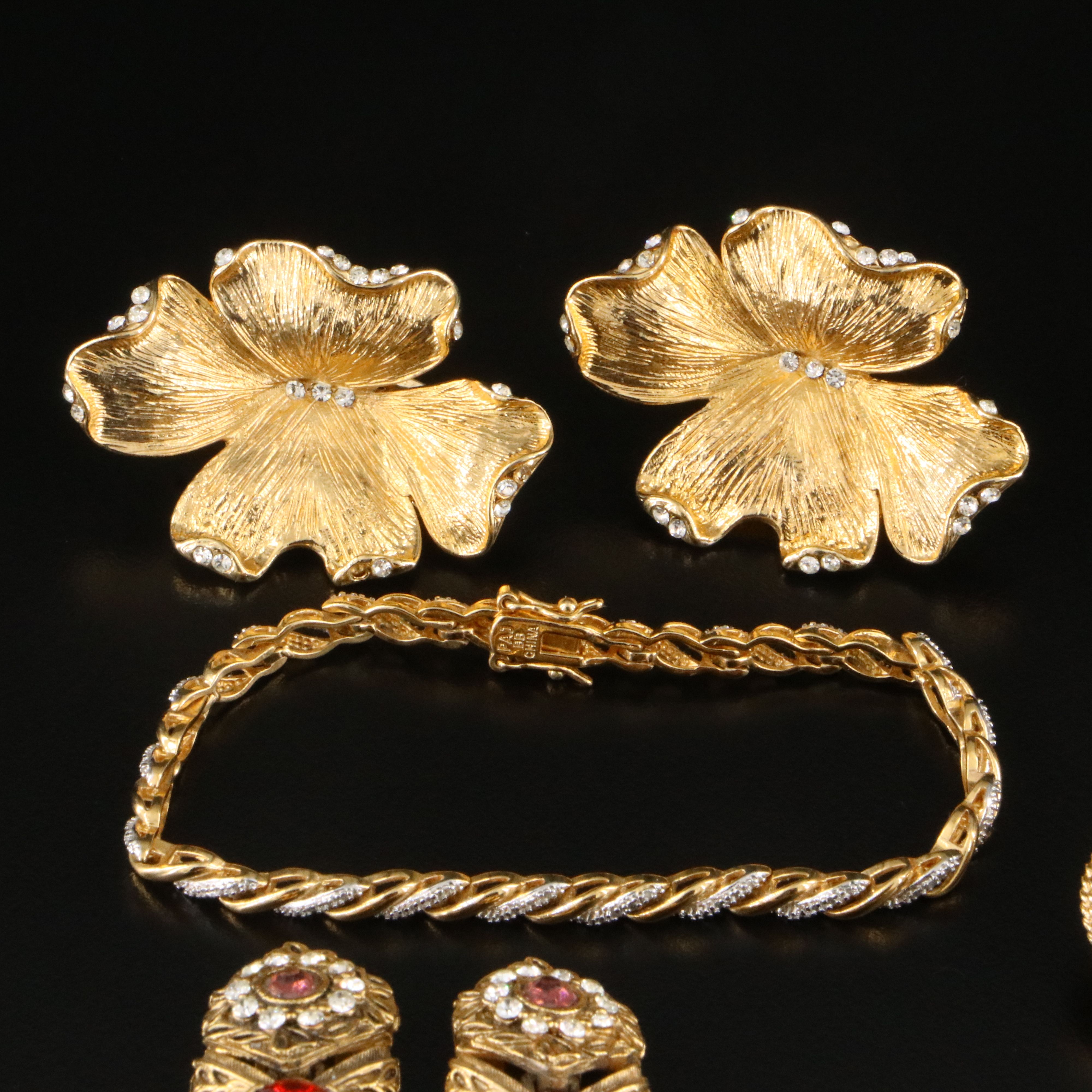 Jewel Tone Jewelry Collection Featuring Trifari and Dubin