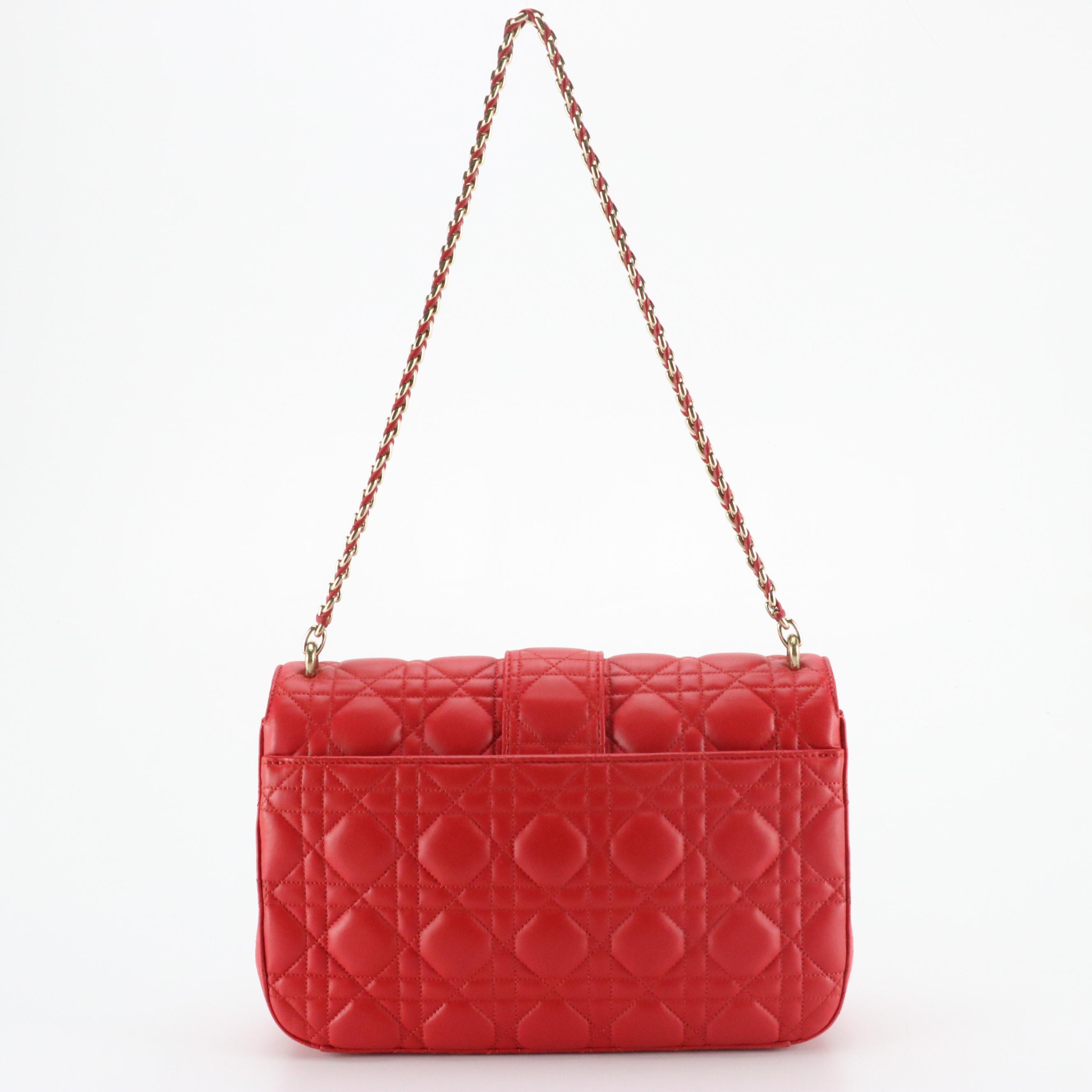 Christian Dior Miss Dior Promenade Shoulder Bag in Red Cannage Quilted Lambskin